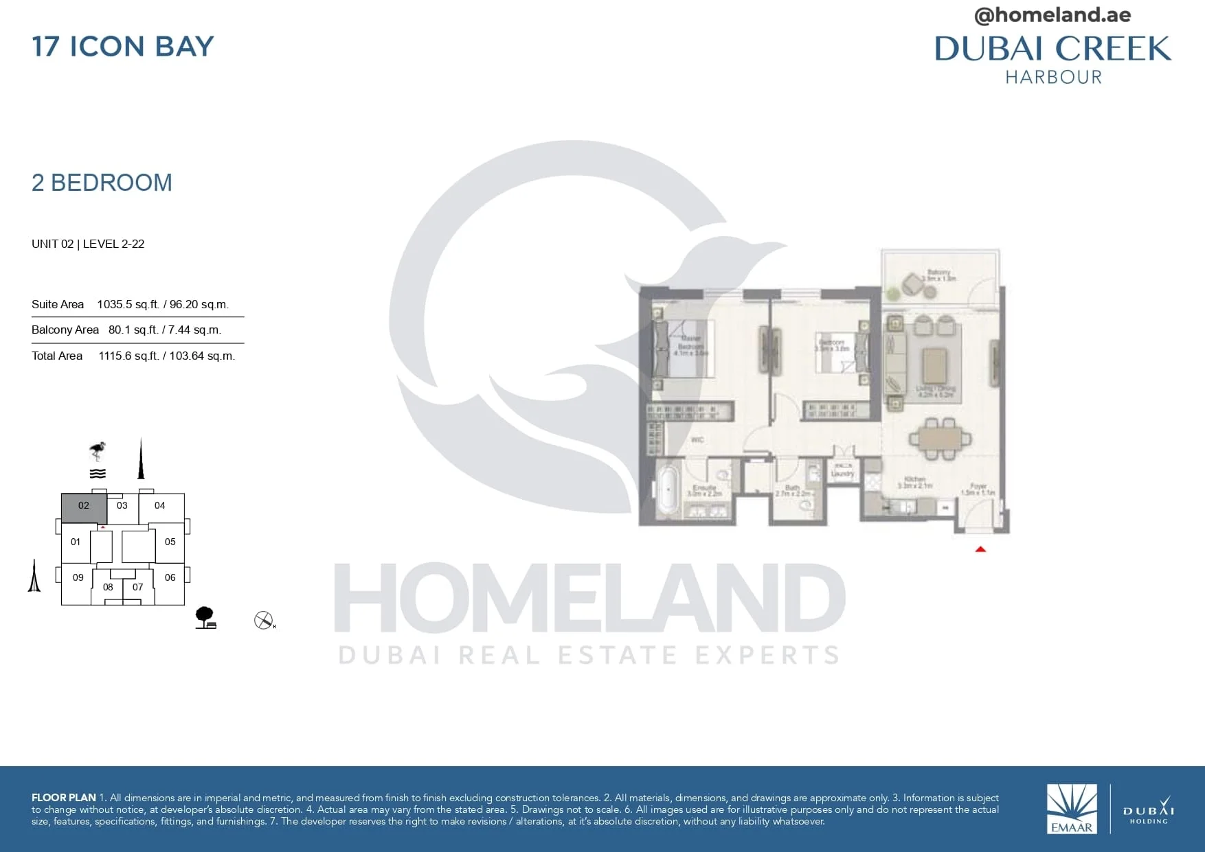 17 Icon Bay, 2BR, Unit 02, Level 2 to 22, 1115 SQFT