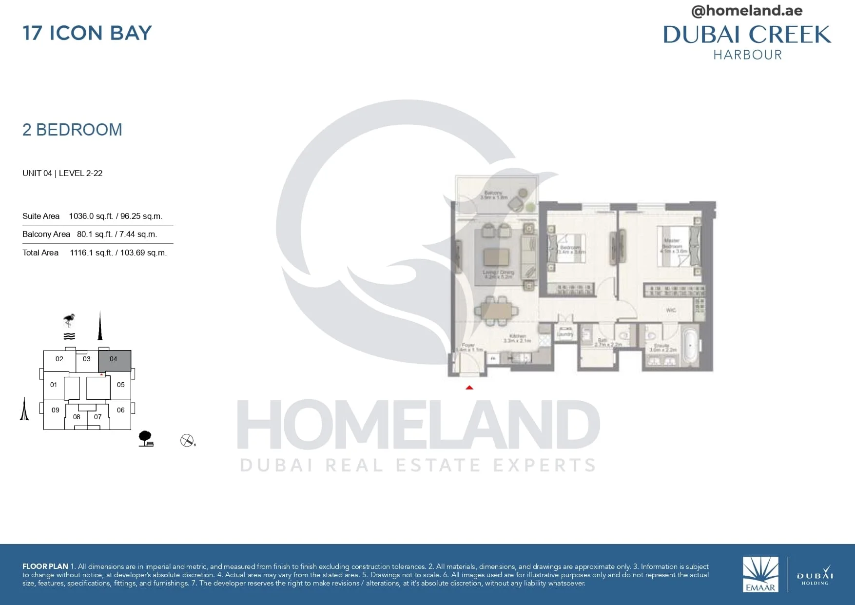 17 Icon Bay, 2BR, Unit 04, Level 2 to 22, 1116 SQFT