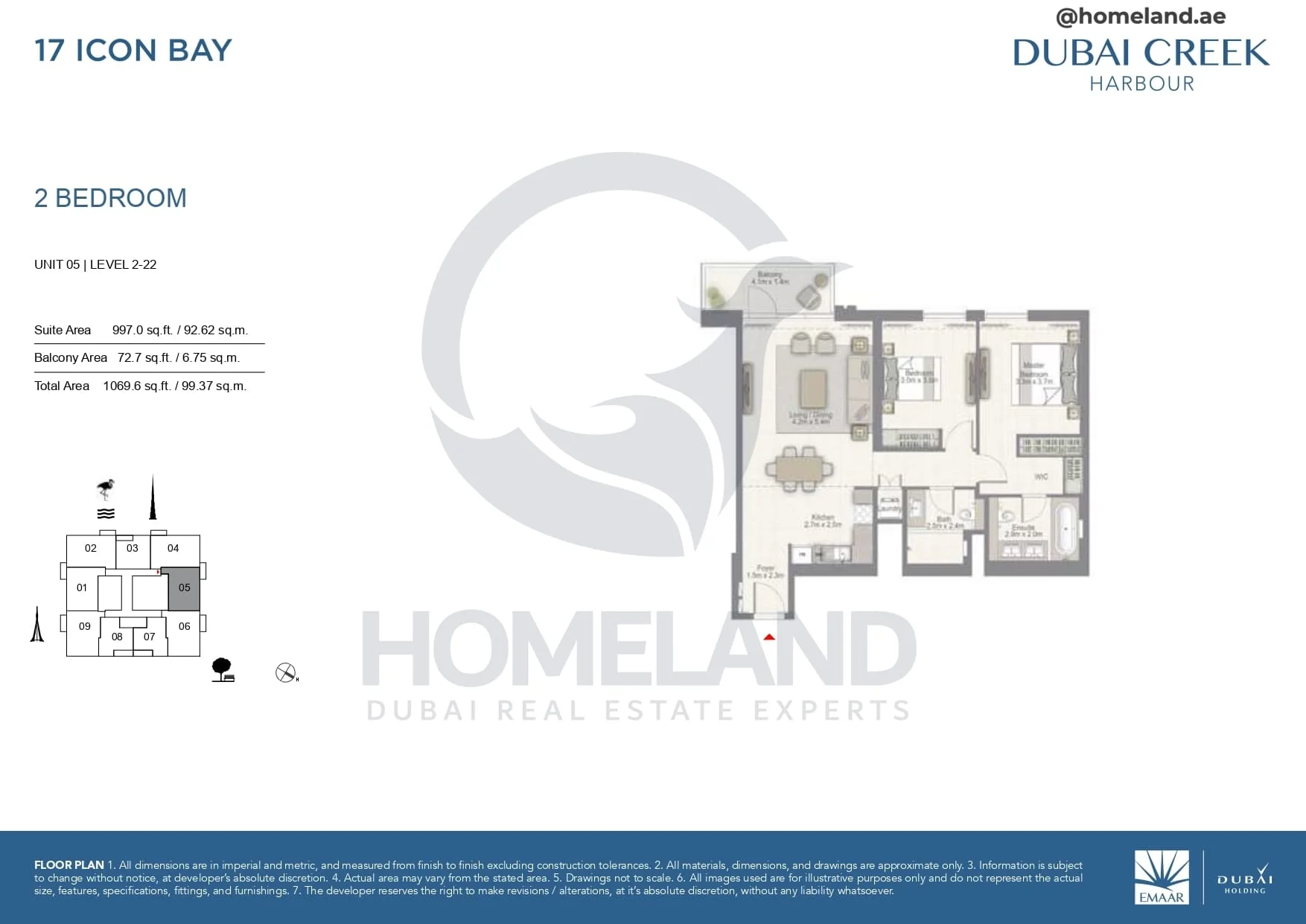 17 Icon Bay, 2BR, Unit 05, Level 2 to 22, 1069 SQFT