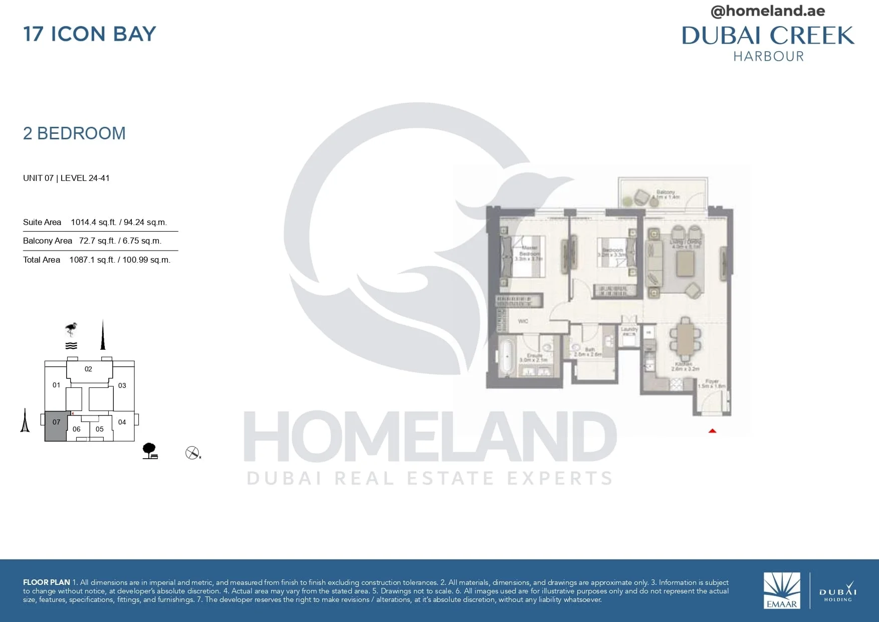 17 Icon Bay, 2BR, Unit 07, Level 24 to 41, 1087 SQFT