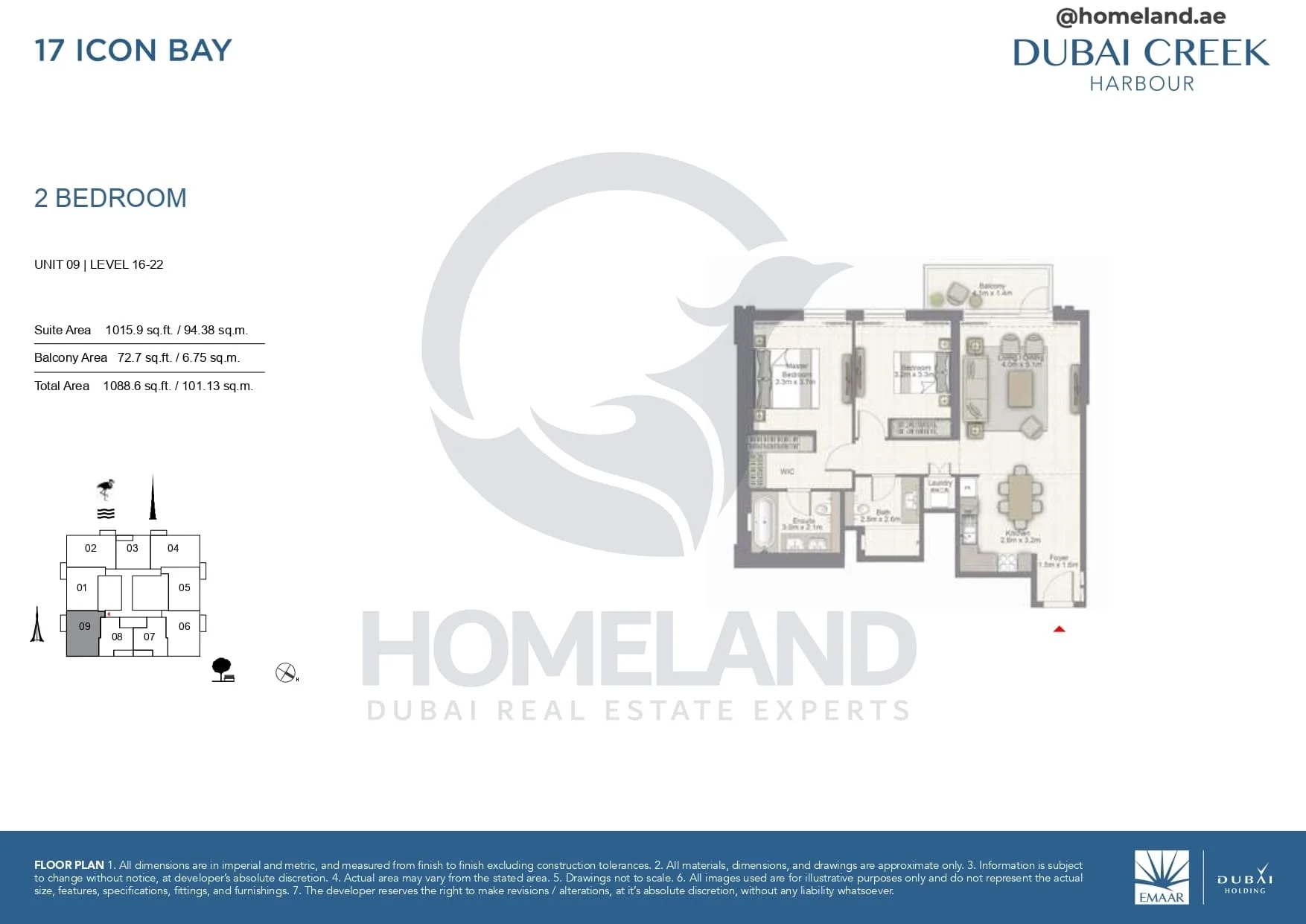 17 Icon Bay, 2BR, Unit 09, Level 16 to 22, 1088 SQFT