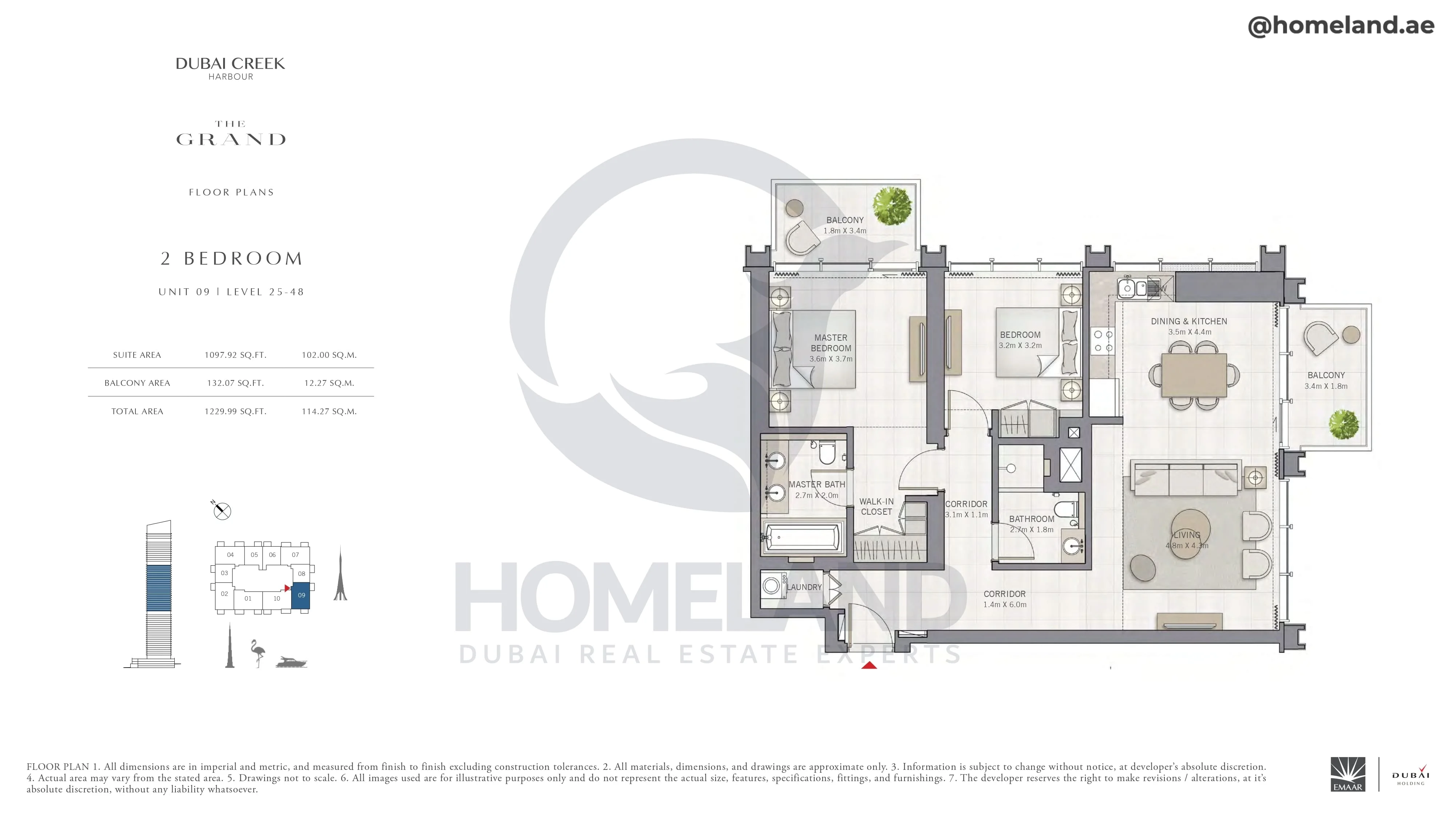 The Grand, 2BR, Unit 09, Level 25-48, 1229 SQFT