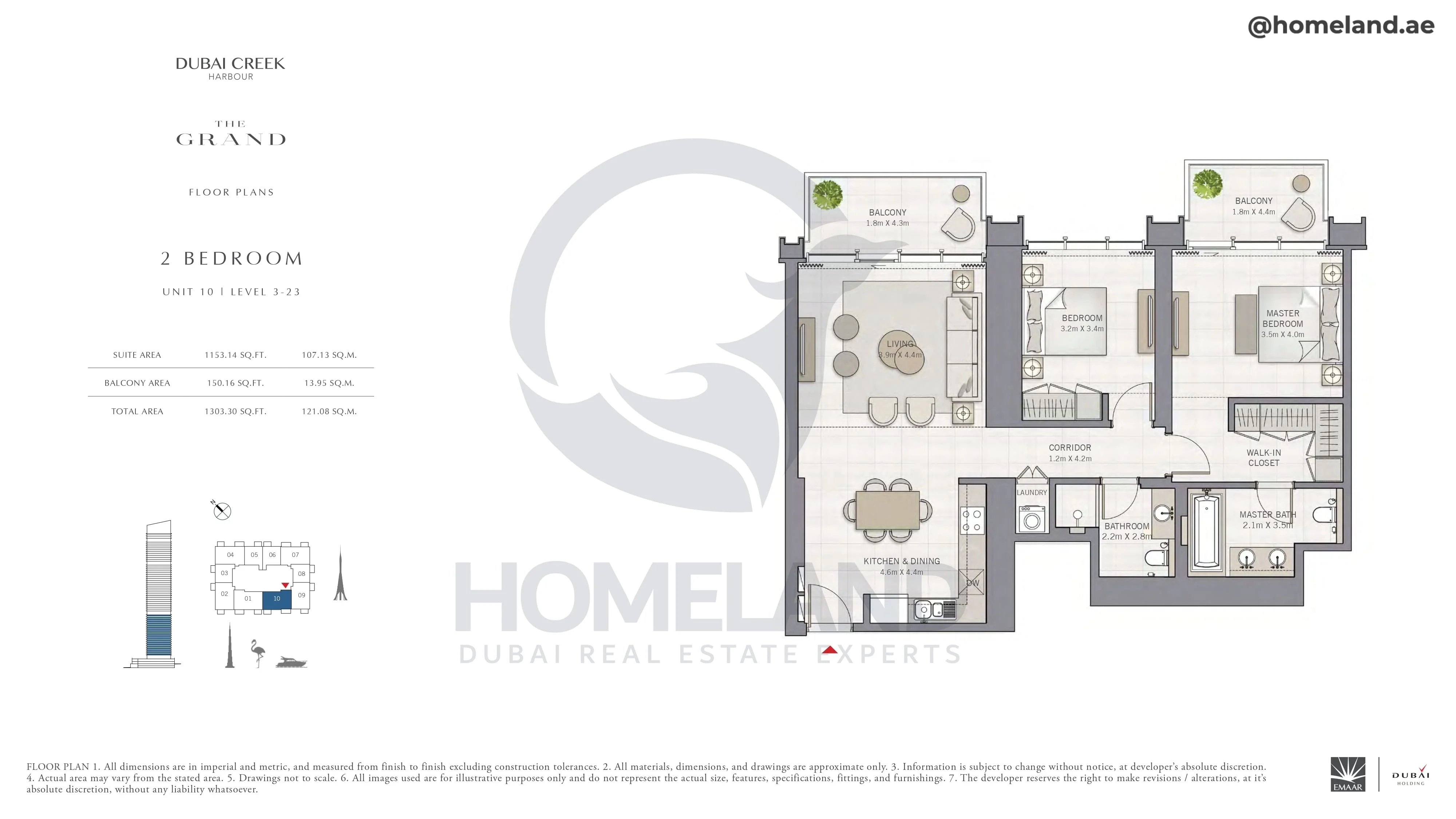 The Grand, 2BR, Unit 10, Level 3-23, 1303 SQFT