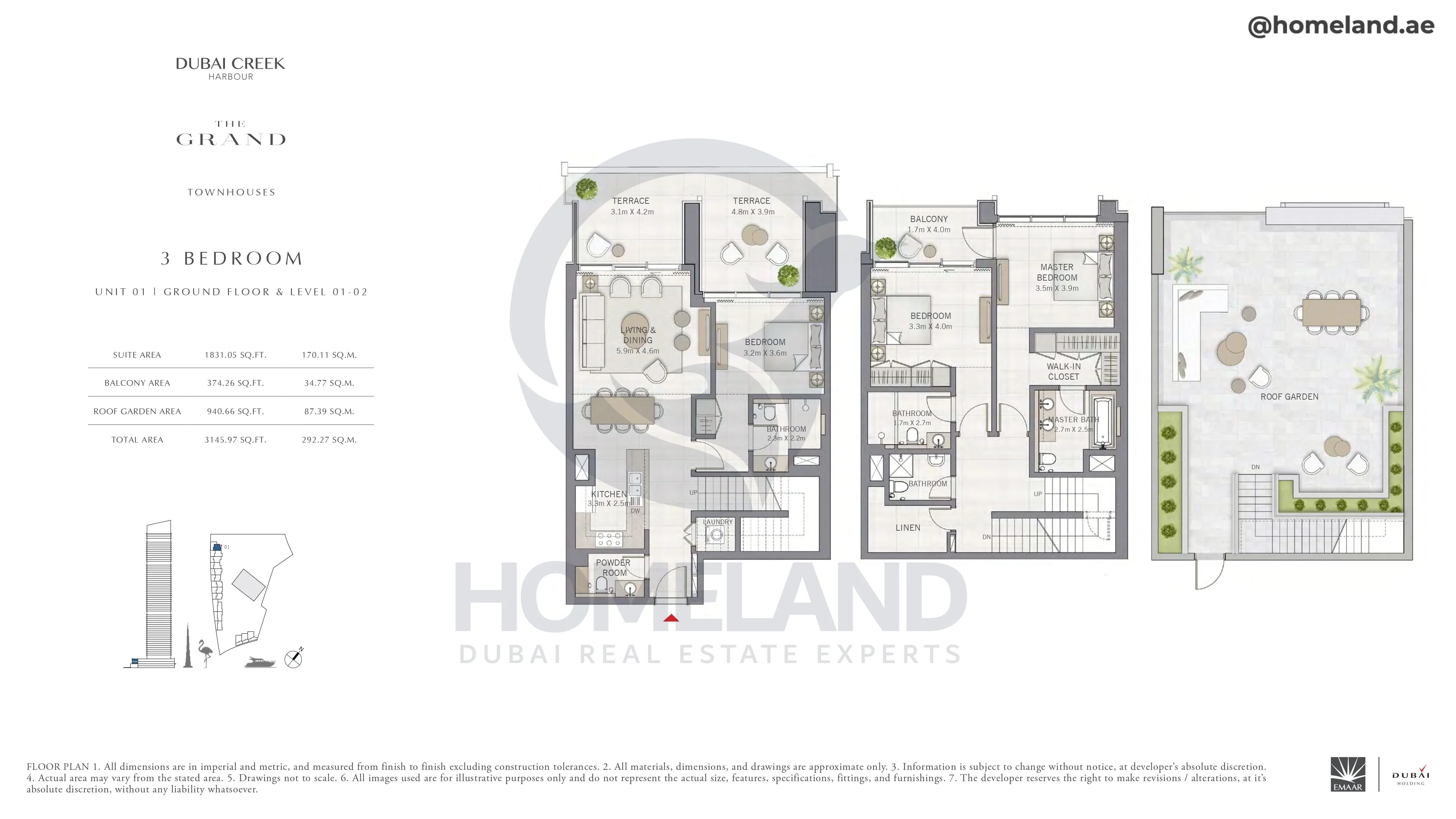 The Grand, Townhouse, 3BR, Unit 01, Level G-1-2, 3145 SQFT