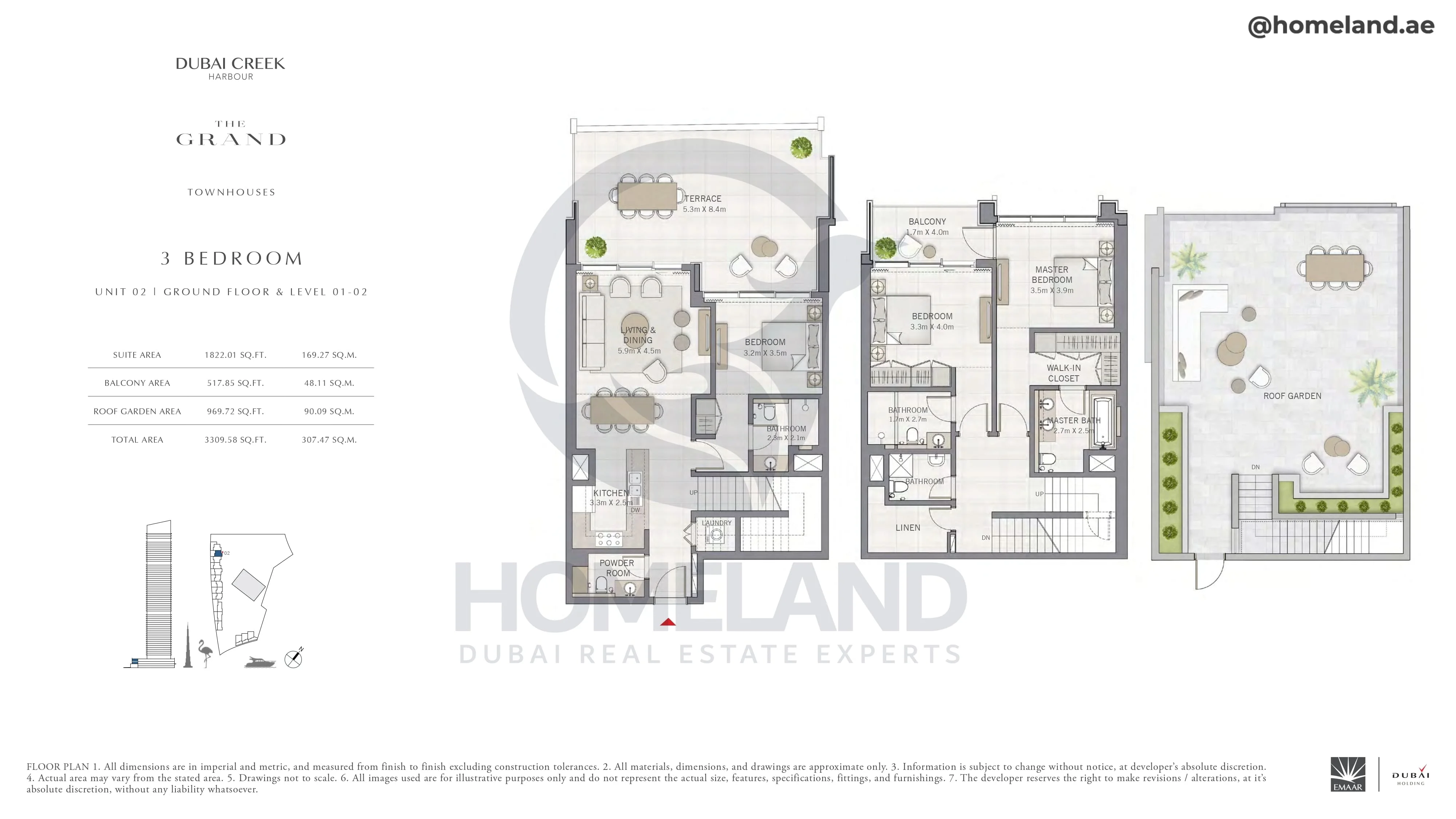 The Grand, Townhouse, 3BR, Unit 02, Level G-1-2, 3309 SQFT
