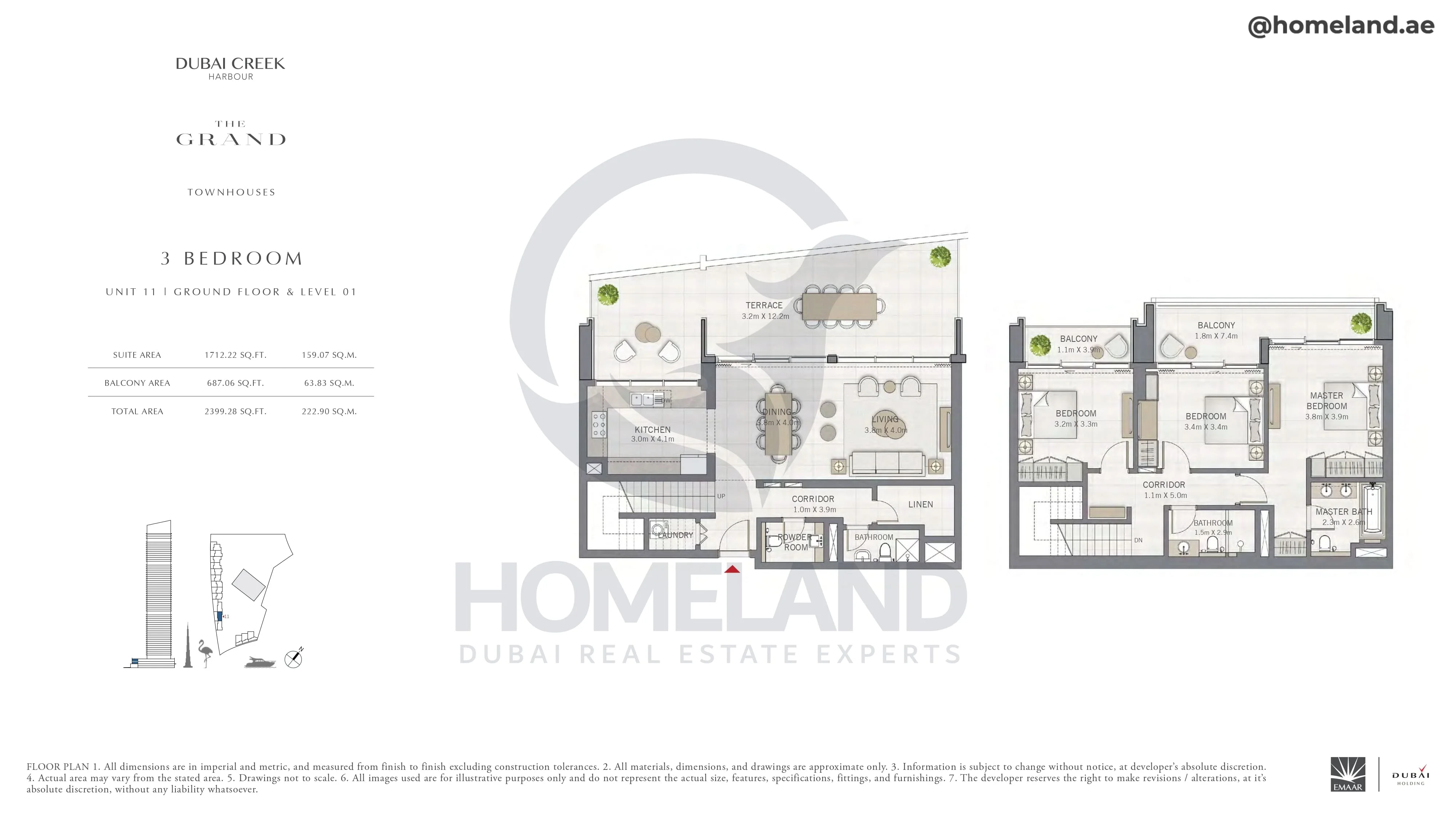 The Grand, Townhouse, 3BR, Unit 11, Level G-1, 2399 SQFT