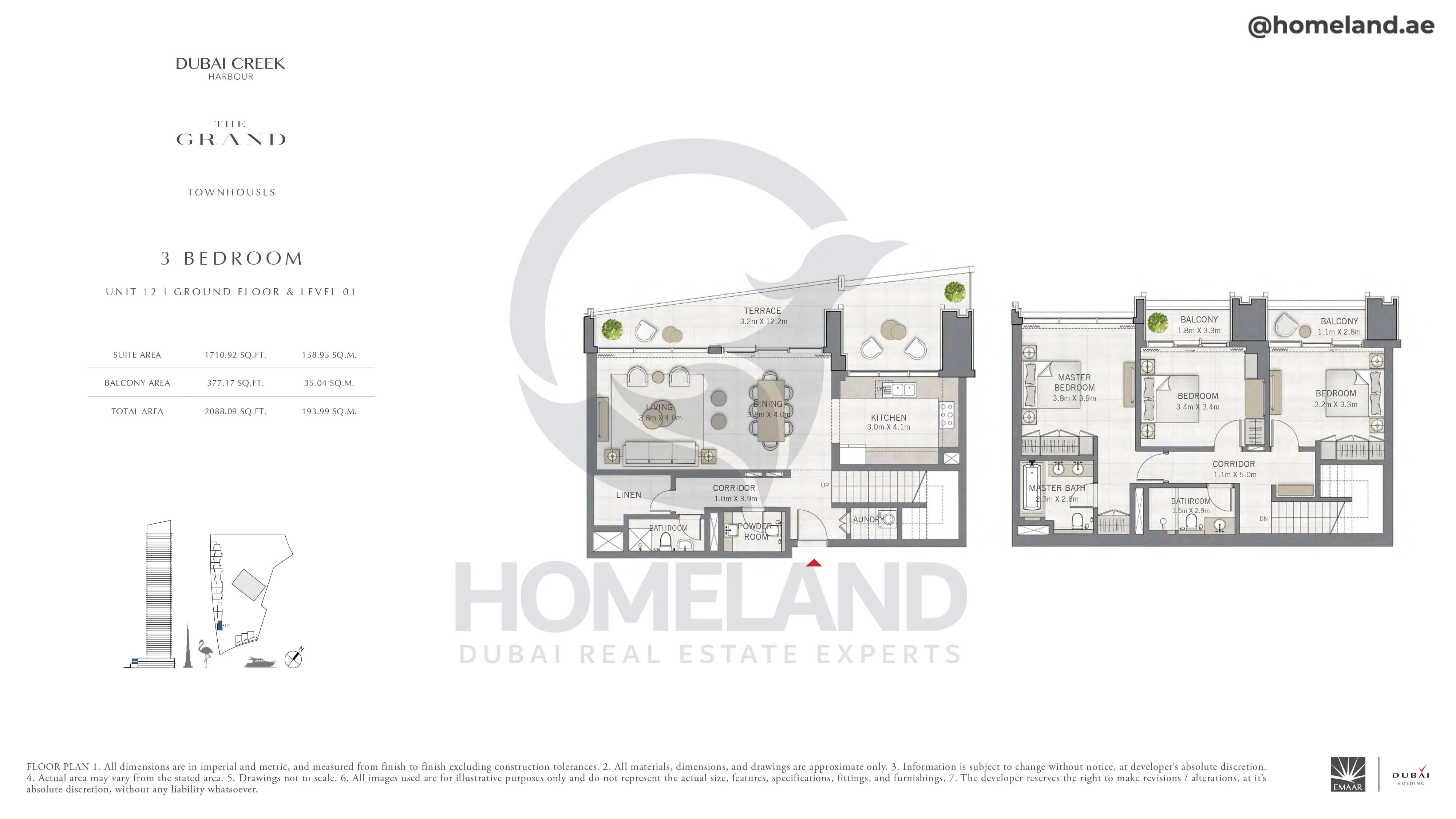 The Grand, Townhouse, 3BR, Unit 12, Level G-1, 2088 SQFT