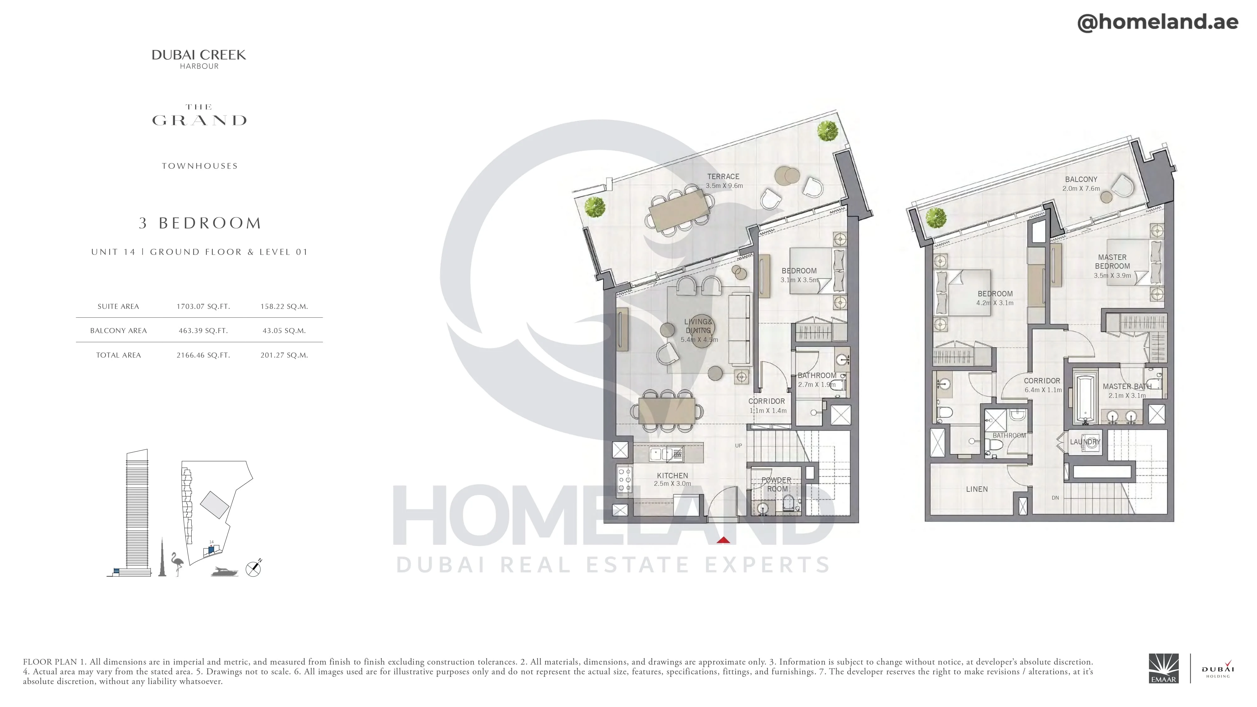 The Grand, Townhouse, 3BR, Unit 14, Level G-1, 2166 SQFT