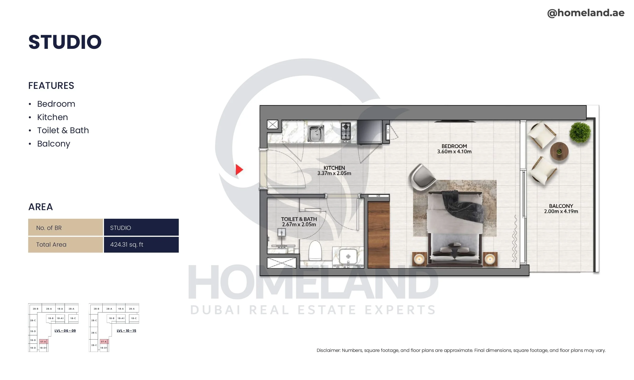 Mallside Residence, Studio, Level 6 to 15, 424 SQFT