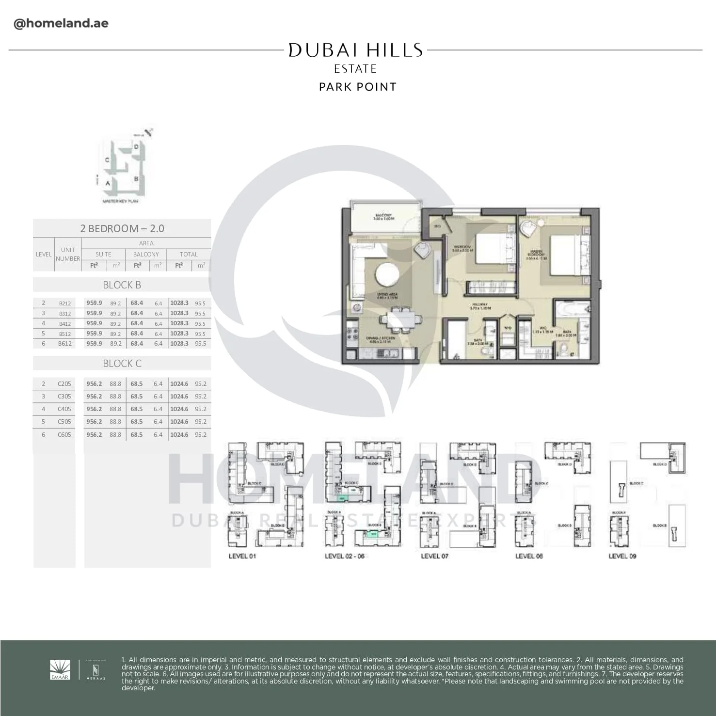 Park Point, 2BR, Block B-C, Type 2.0, Level 2 to 6, Unit B212-B312-B412-B512-B612-C205-C305-C405-C505-C605, 1028 SQFT