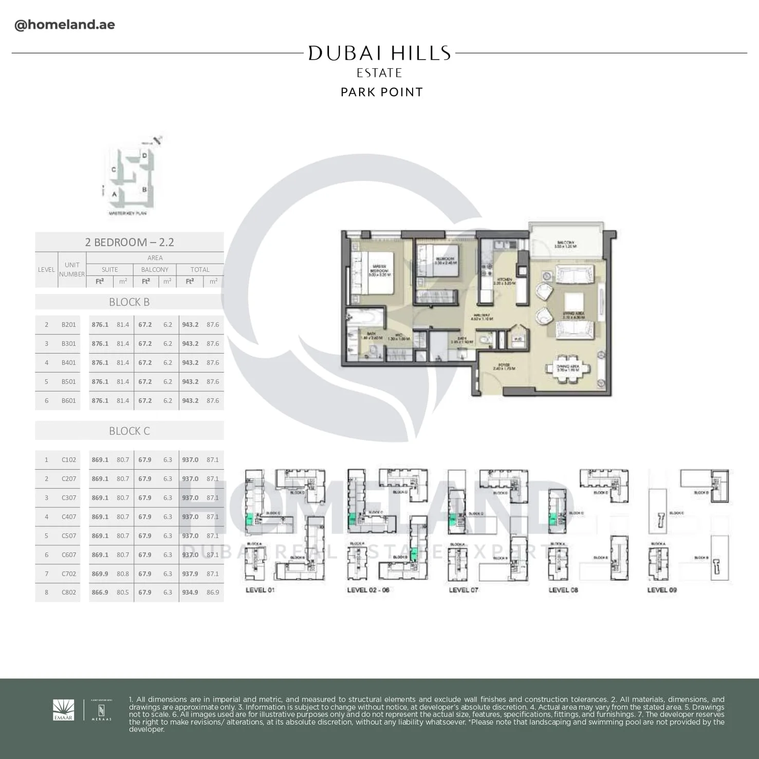 Park Point, 2BR, Block B-C, Type 2.2, Level 1 to 8, Unit B201-B301-B401-B501-B601-C102-C207-C307-C407-C507-C607-C702-C802, 943 SQFT