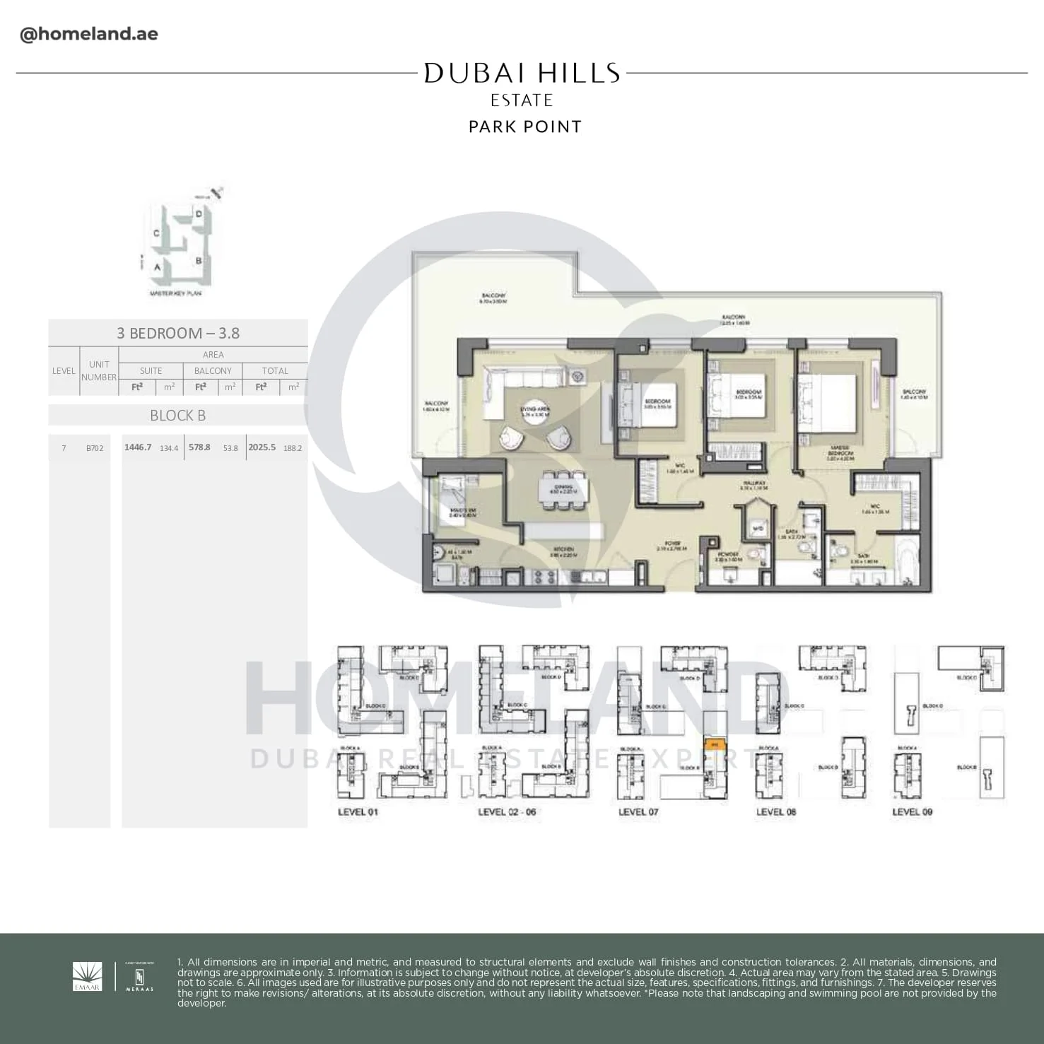 Park Point, 3BR, Block B, Type 3.8, Level 7, Unit B702, 2025 SQFT