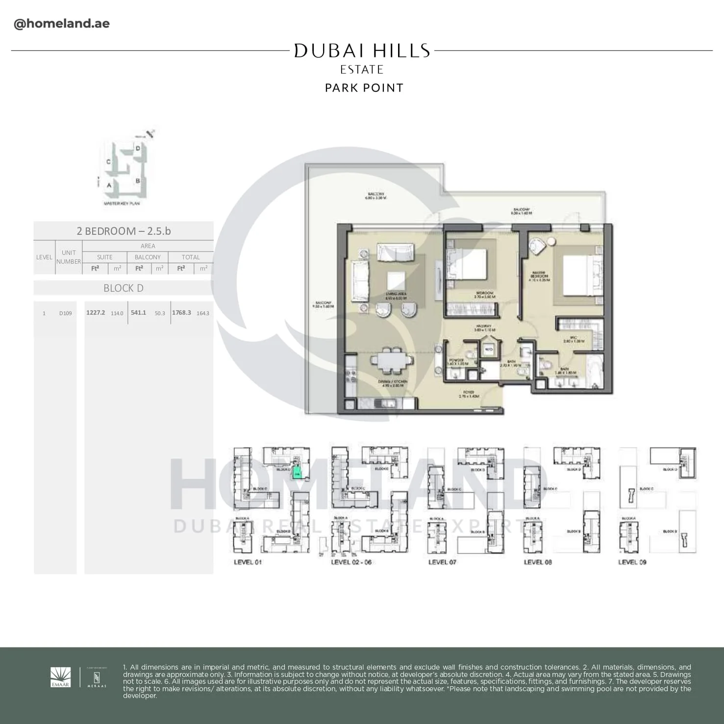 Park Point, 2BR, Block D, Type 2.5.b, Level 1, Unit D109, 1768 SQFT