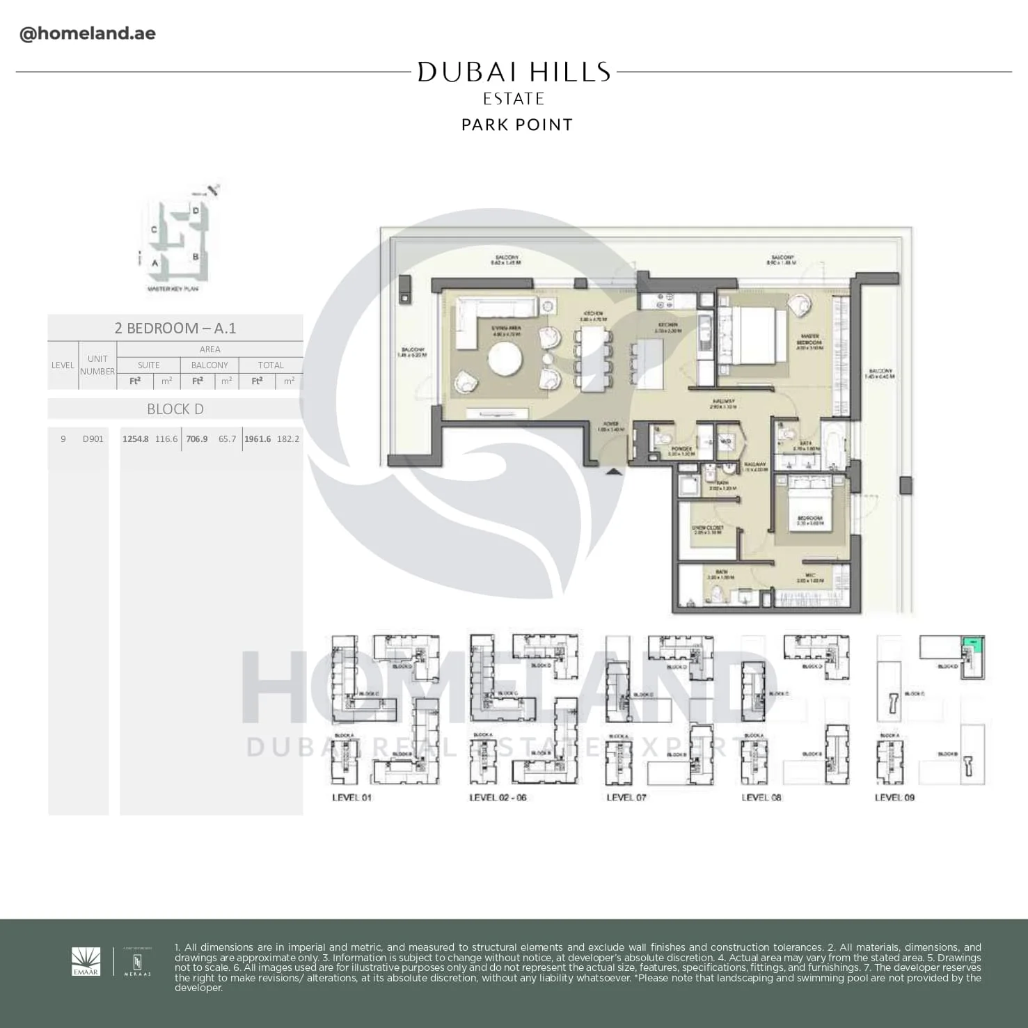 Park Point, 2BR, Block D, Type A.1, Level 9, Unit D901, 1961 SQFT