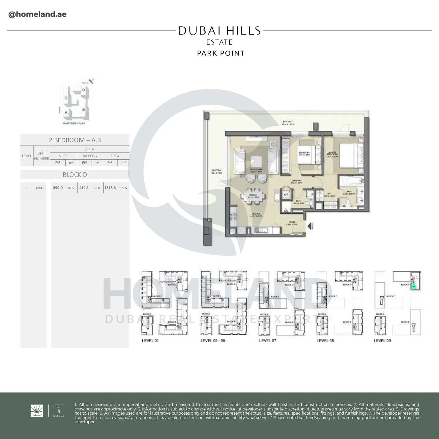 Park Point, 2BR, Block D, Type A.3, Level 9, Unit D903, 1318 SQFT