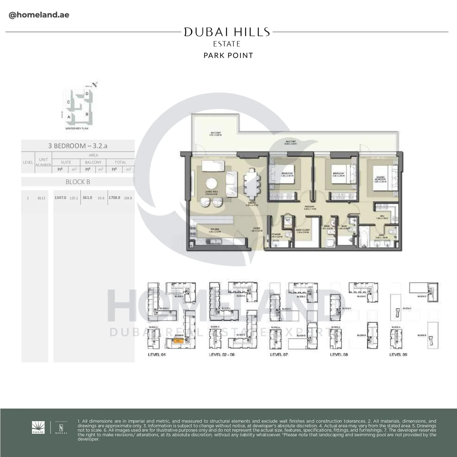 Park Point, 3BR, Block B, Type 3.2.a, Level 1, Unit B112, 1708 SQFT