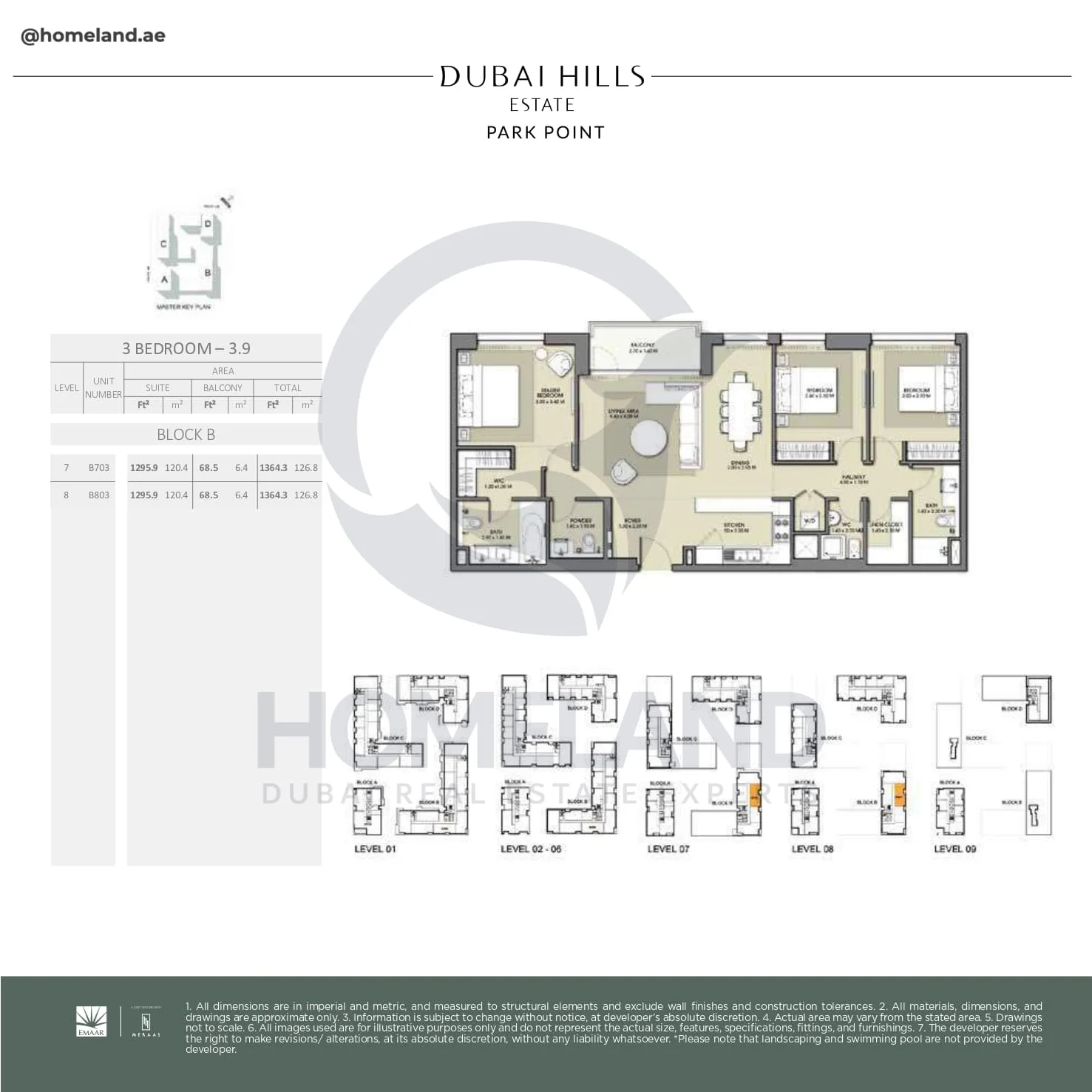 Park Point, 3BR, Block B, Type 3.9, Level 7-8, Unit B703-B803, 1364 SQFT