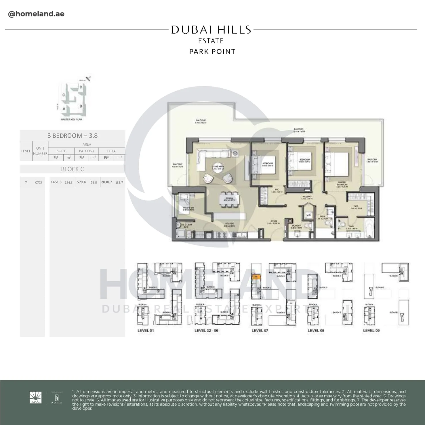Park Point, 3BR, Block C, Type 3.8, Level 7, Unit C705, 2030 SQFT