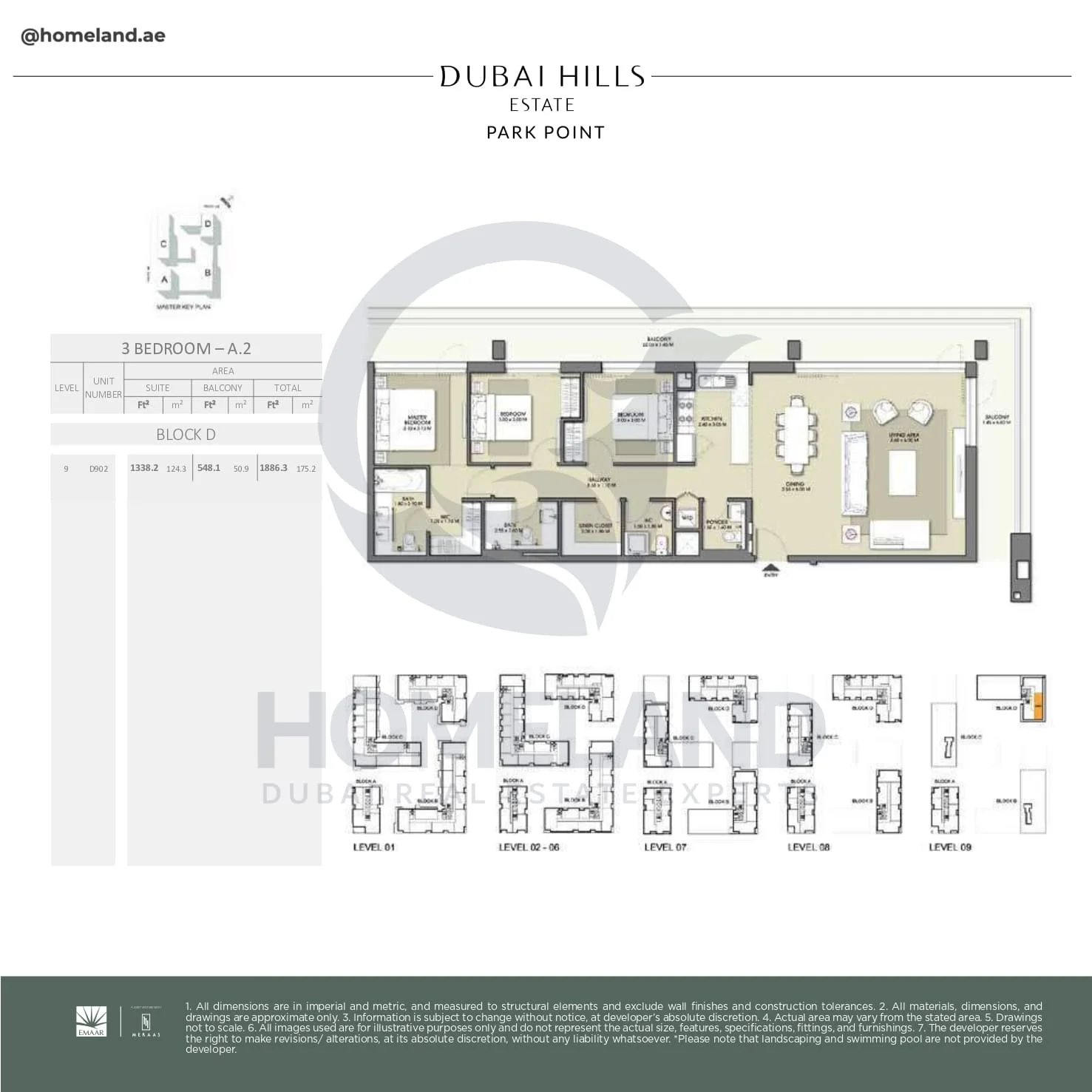 Park Point, 3BR, Block D, Type A.2, Level 9, Unit D902, 1886 SQFT