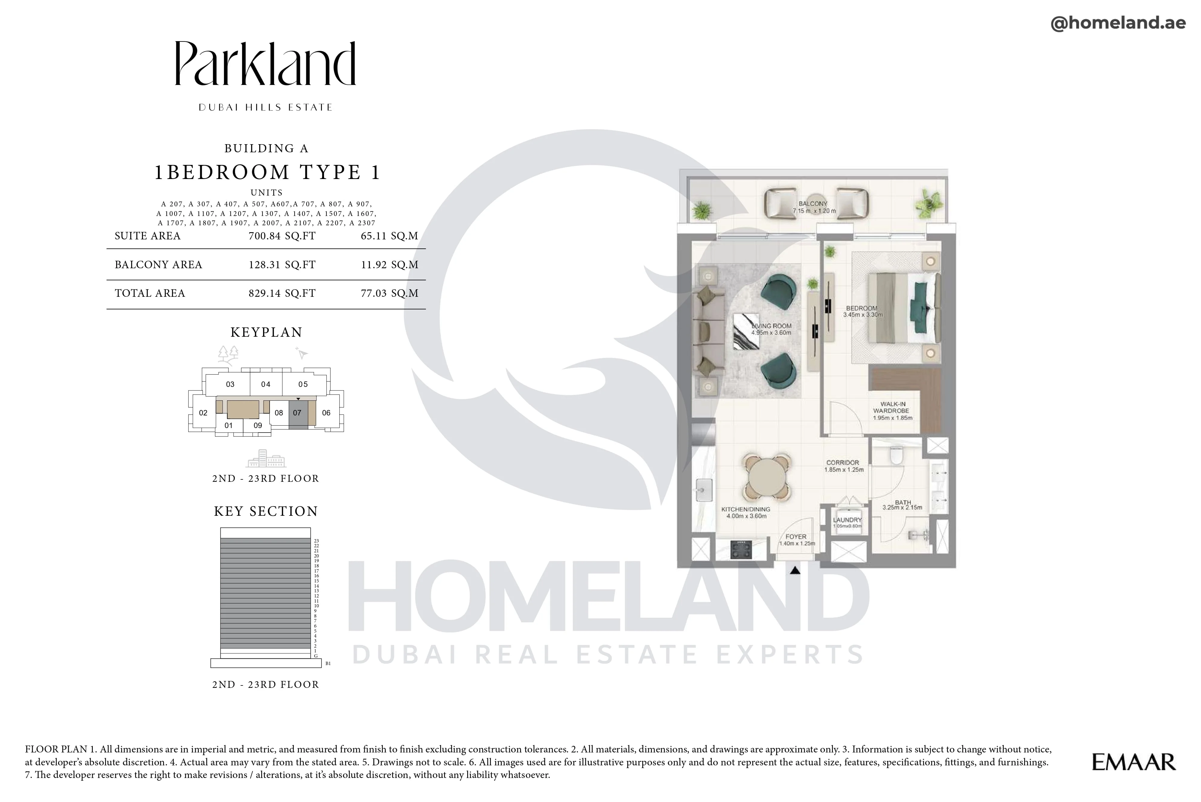 Parkland, Building A, 1BR, Type 1, Unit 207-307-407-507-607-707-807-907-1007-1107-1207-1307-1407-1507-1607-1707-1807-1907-2007-2107-2207-2307, Level 2-23, 829 SQFT