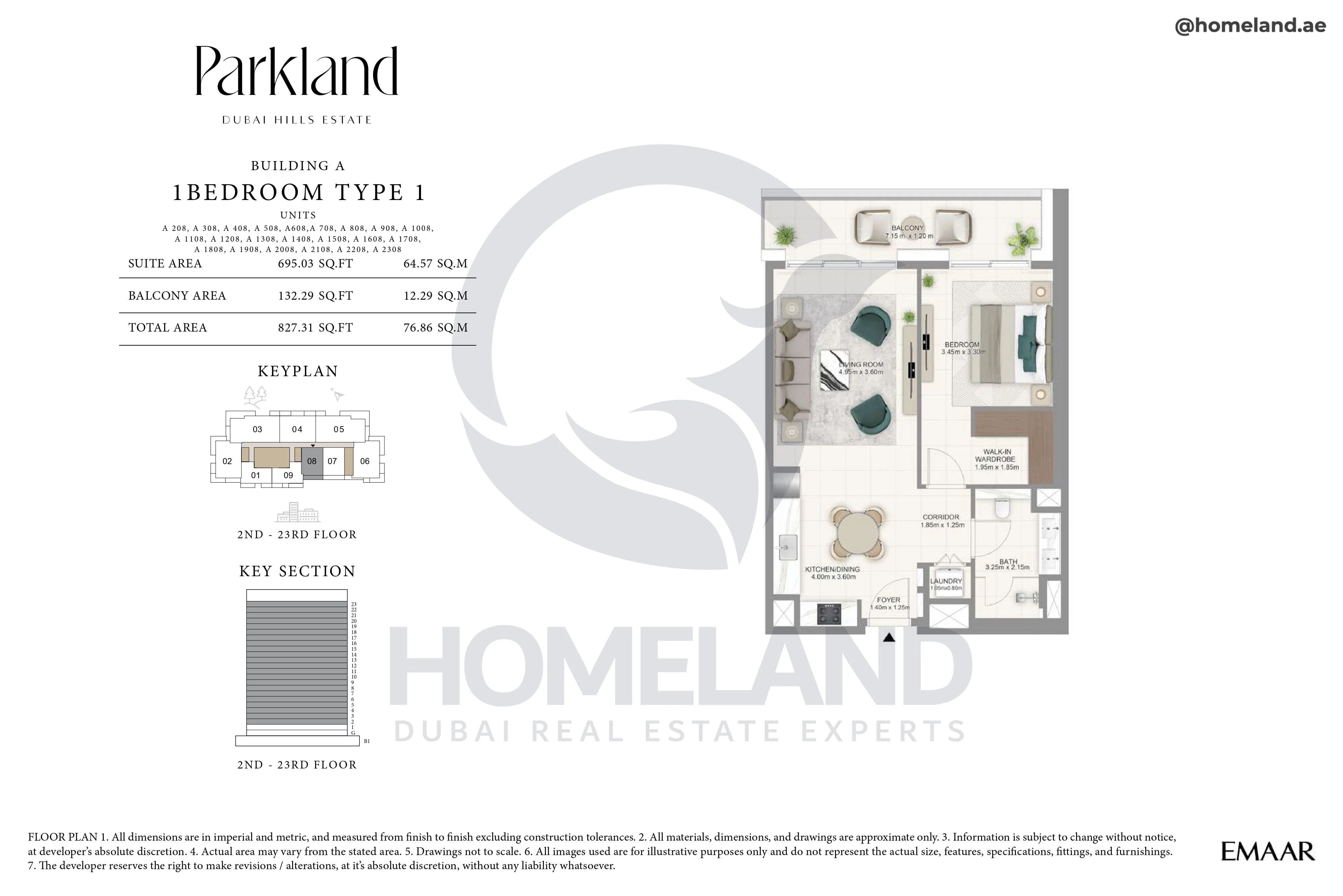 Parkland, Building A, 1BR, Type 1, Unit 208-308-408-508-608-708-808-908-1008-1108-1208-1308-1408-1508-1608-1708-1808-1908-2008-2108-2208-2308, Level 2-23, 827 SQFT