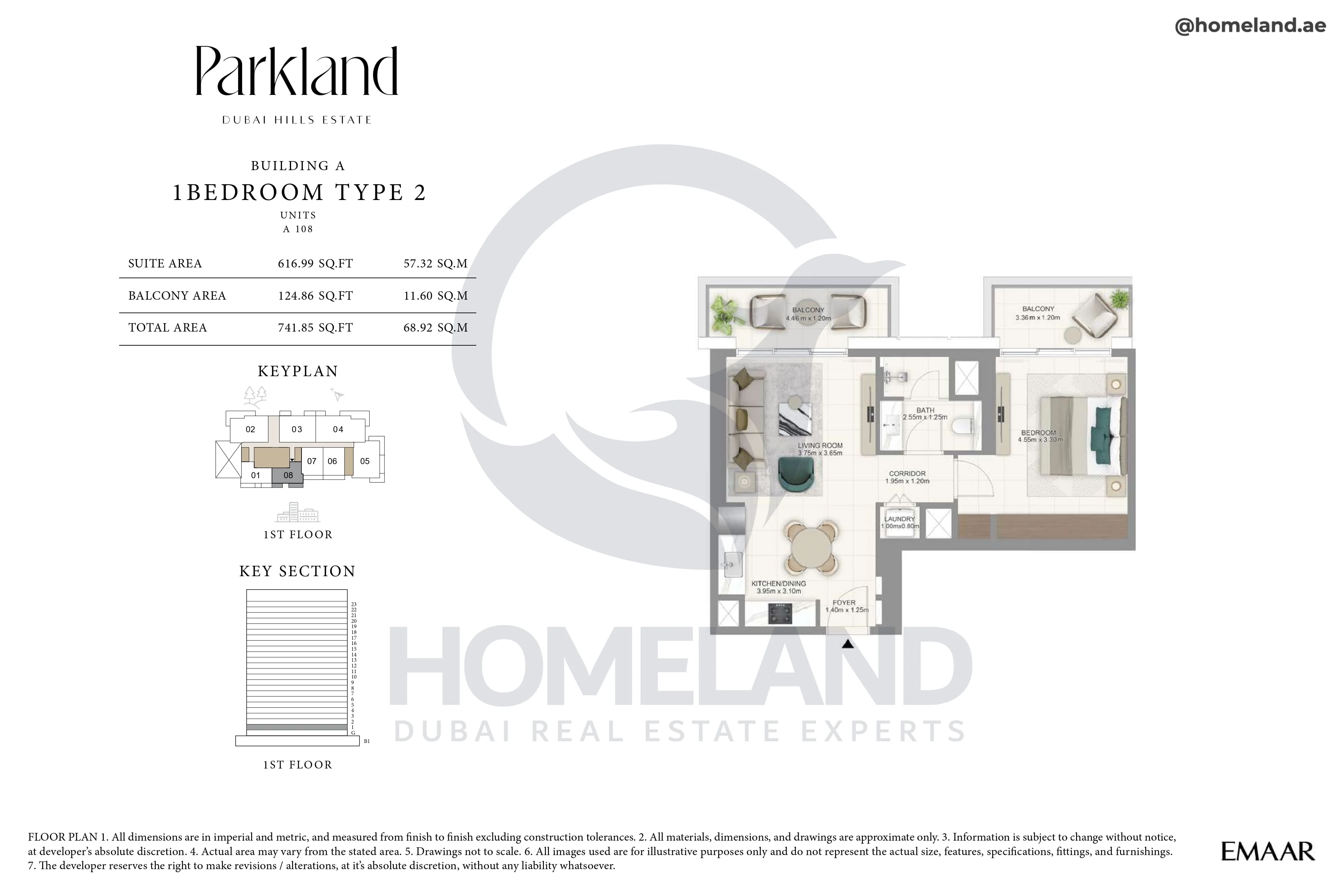 Parkland, Building A, 1BR, Type 2, Unit 108, Level 1, 741 SQFT