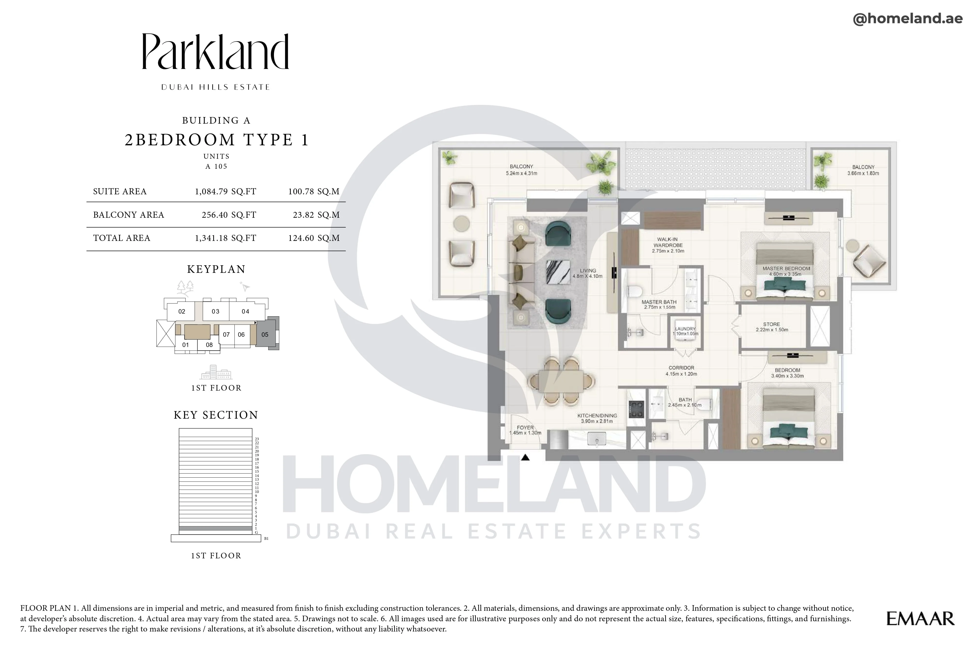 Parkland, Building A, 2BR, Type 1, Unit 105, Level 1, 1341 SQFT