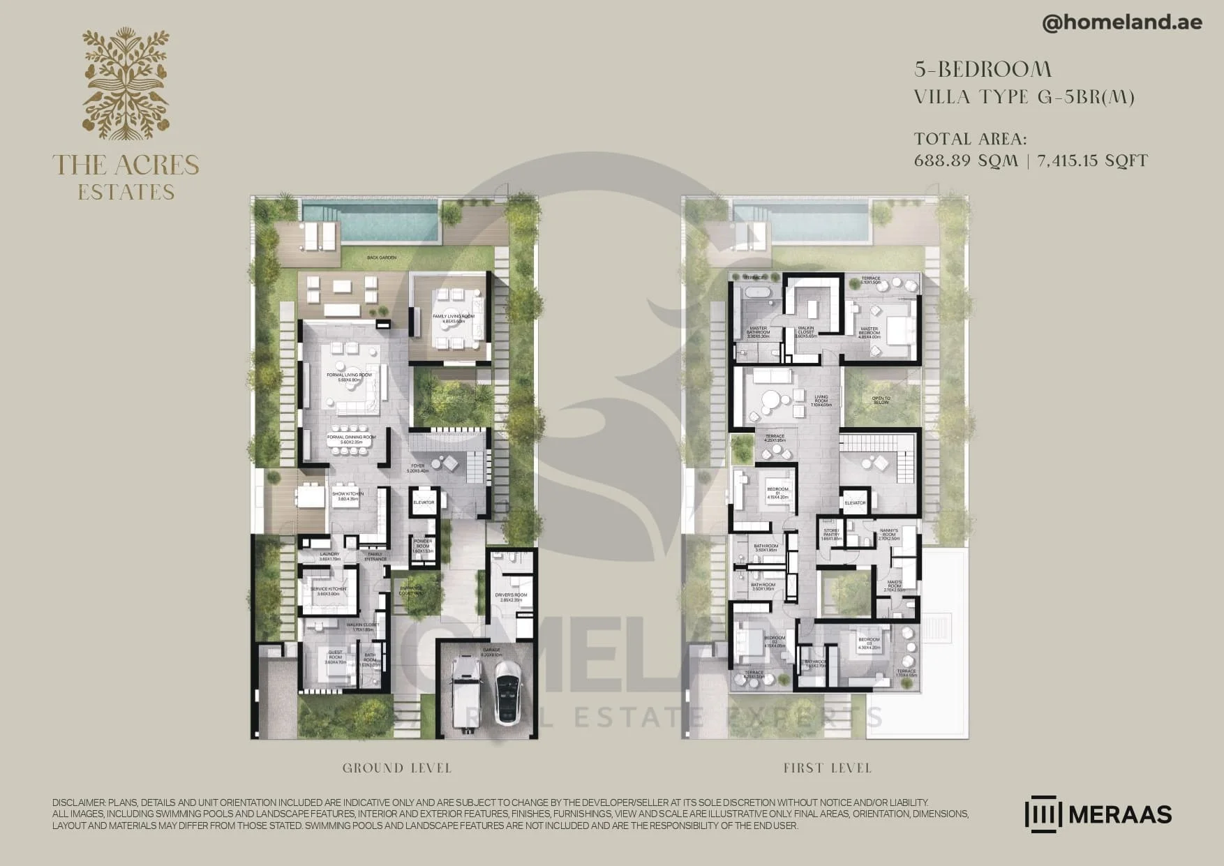 The Acres Estates, Villa, 5BR, Type G-5BR(M), Level G-1st, 7415 SQFT