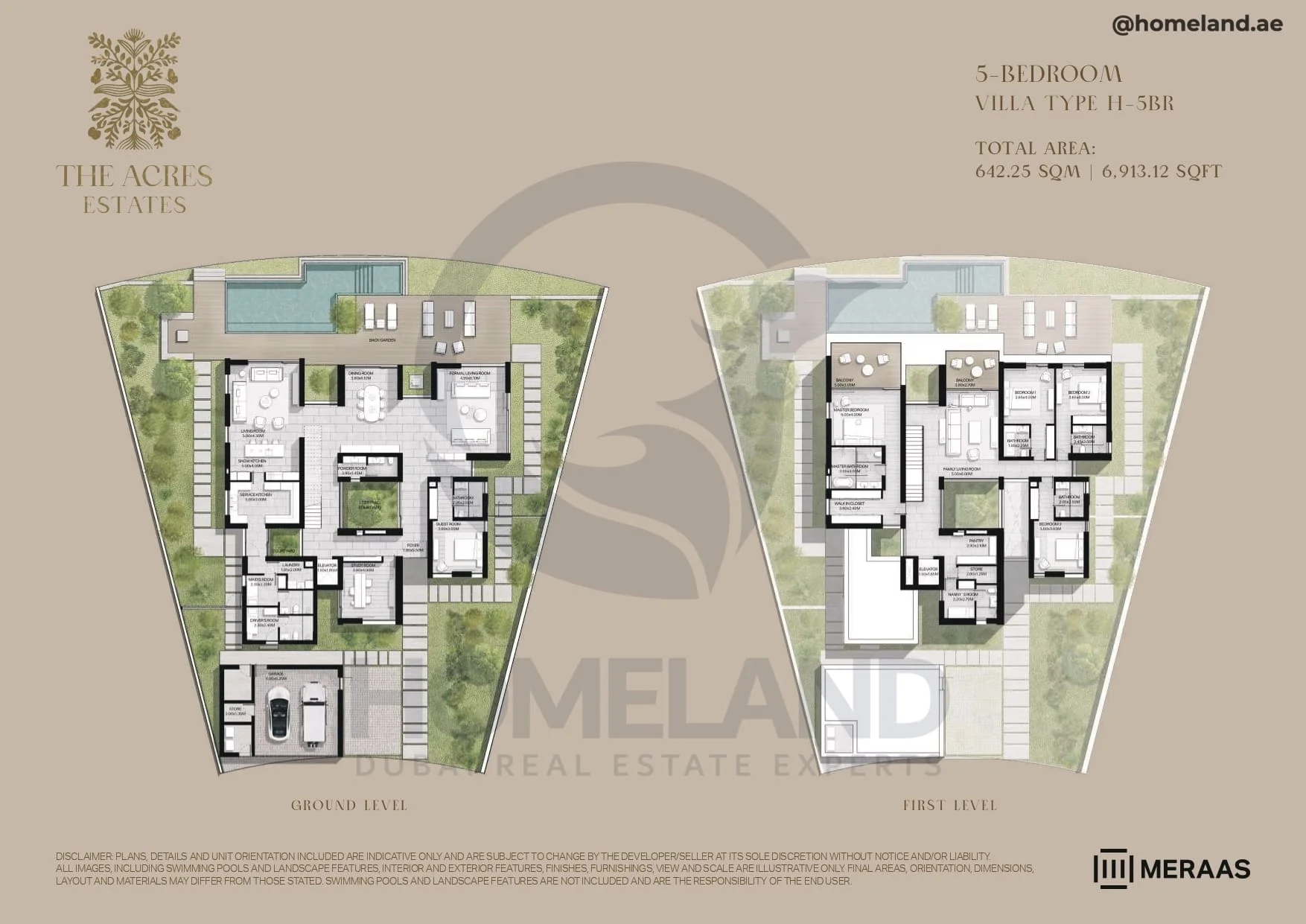 The Acres Estates, Villa, 5BR, Type H-5BR, Level G-1st, 6913 SQFT