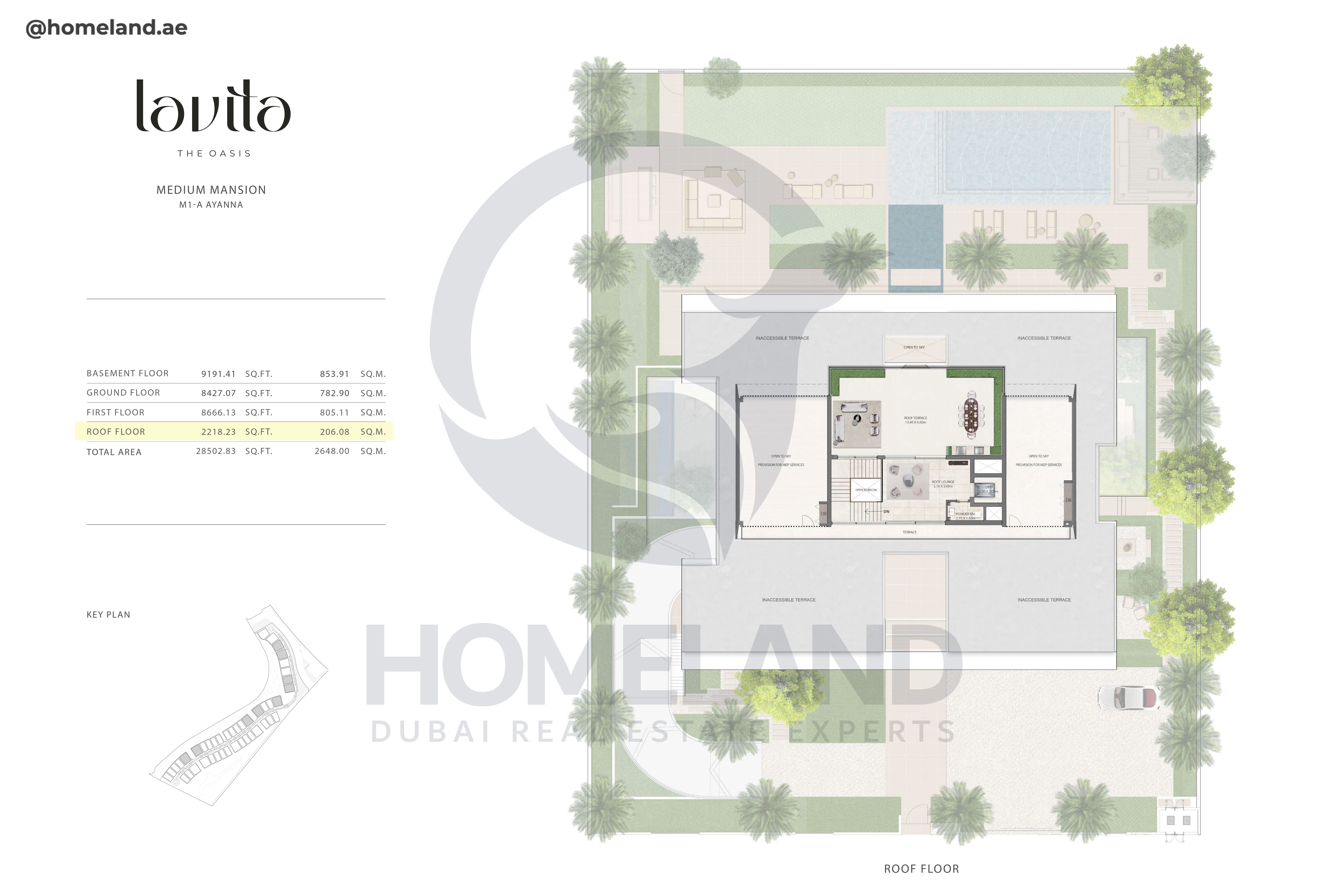 Lavita, Medium Mansion, M1-A Ayanna, Roof Floor, 2218 SQFT