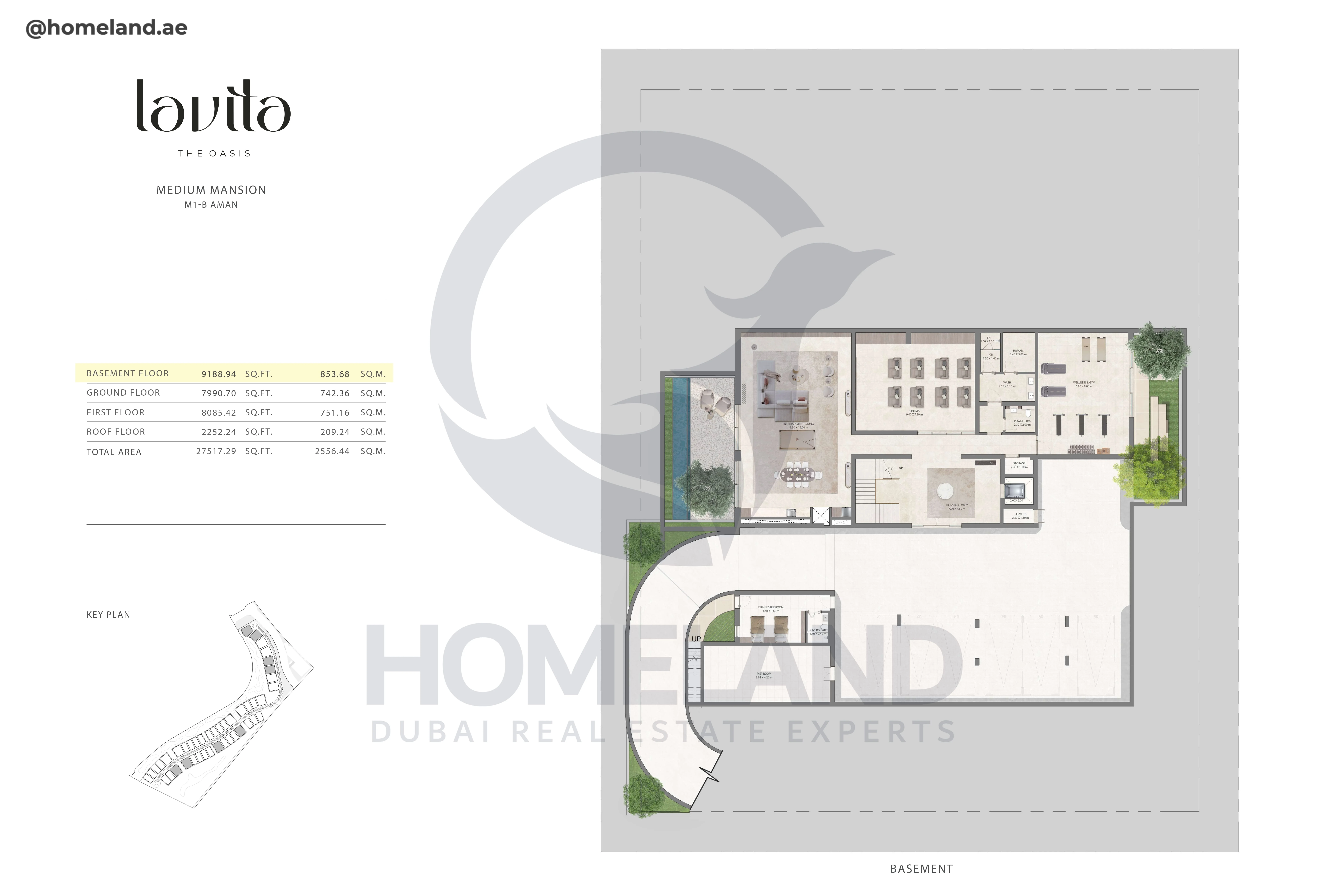 Lavita, Medium Mansion, M1-B Aman, Basement Floor, 9188 SQFT