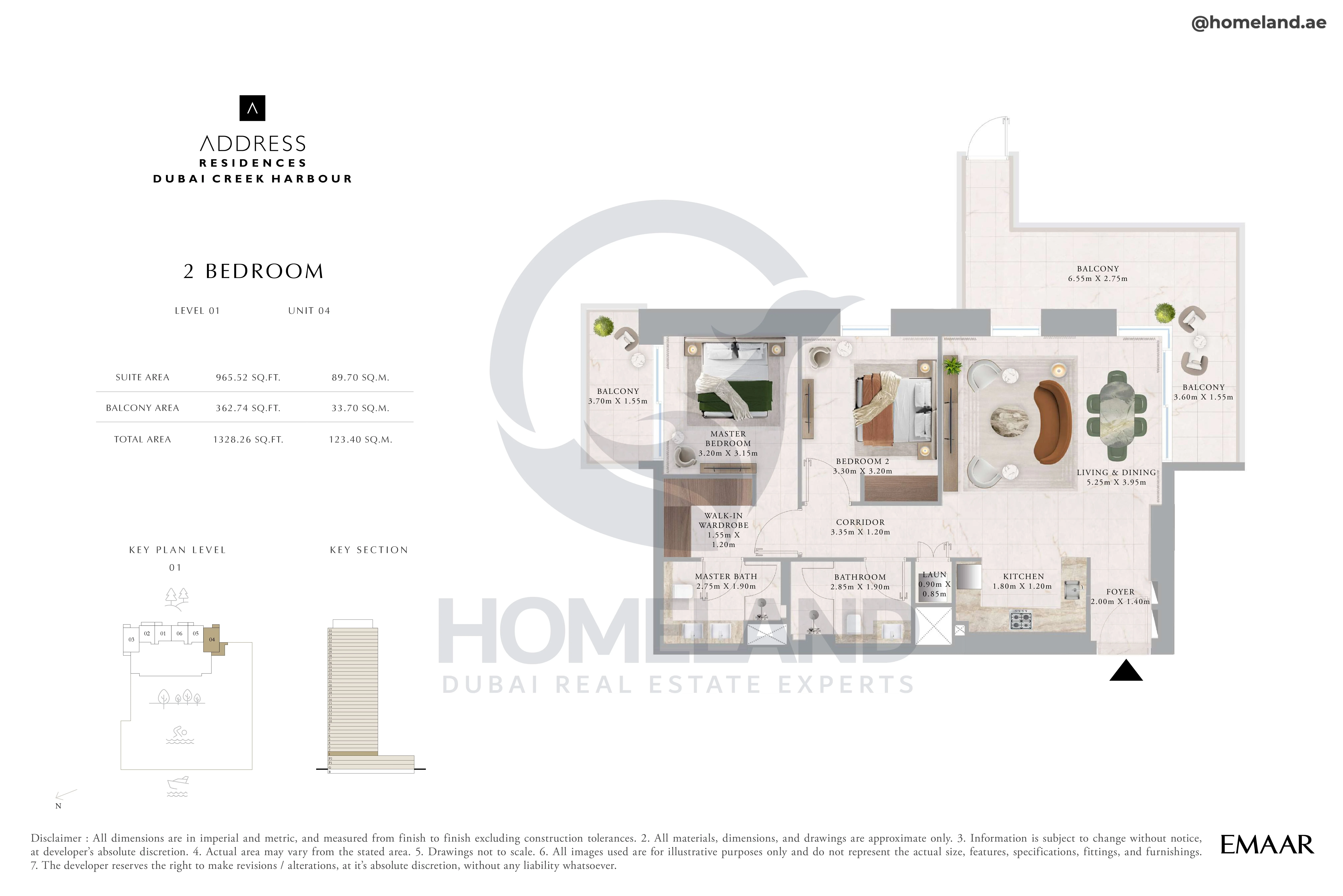 Address Residences, 2BR, Level 1, Unit 04, 1328 SQFT