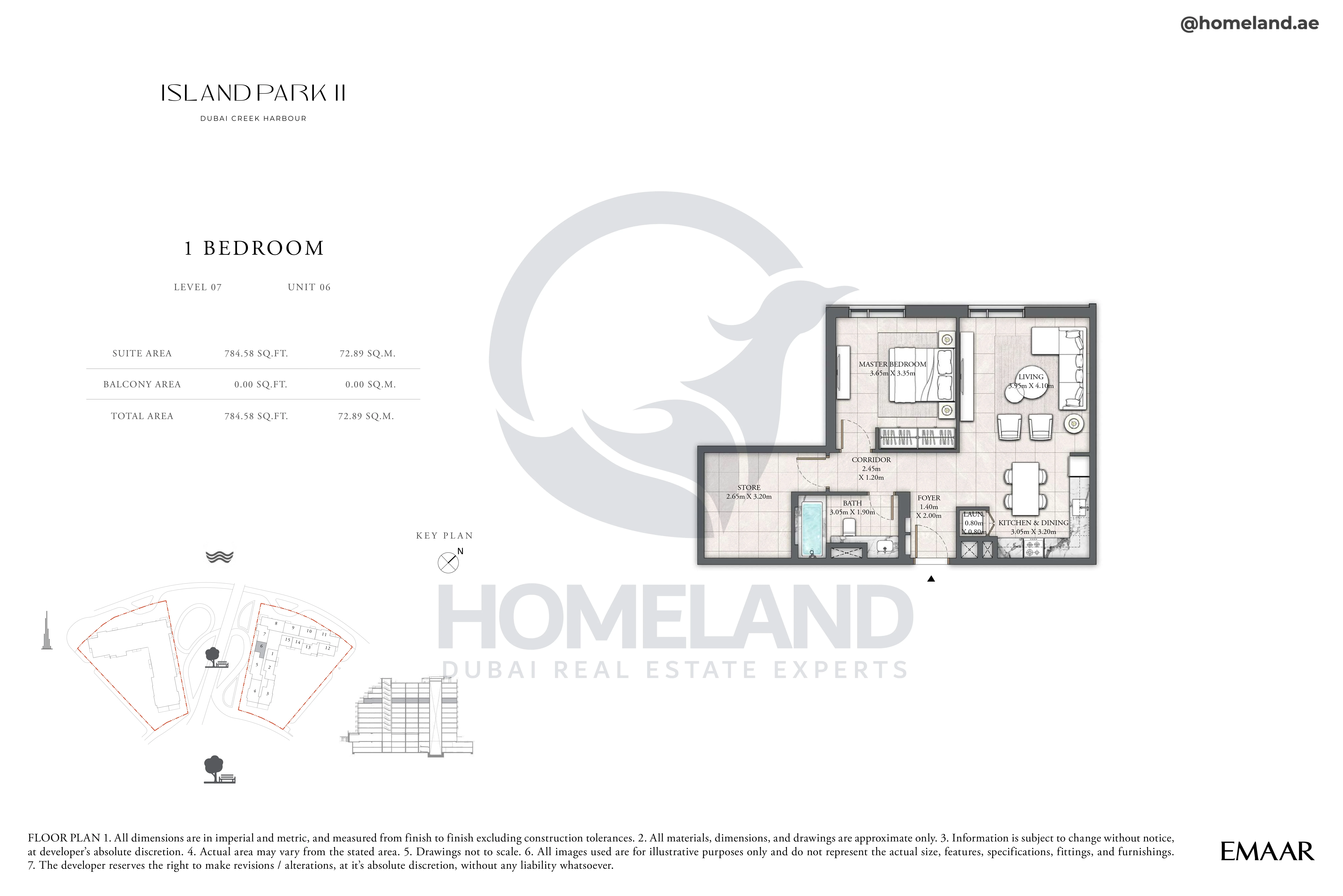 Island Park II, 1BR, Level 07, Unit 06, 784 SQFT