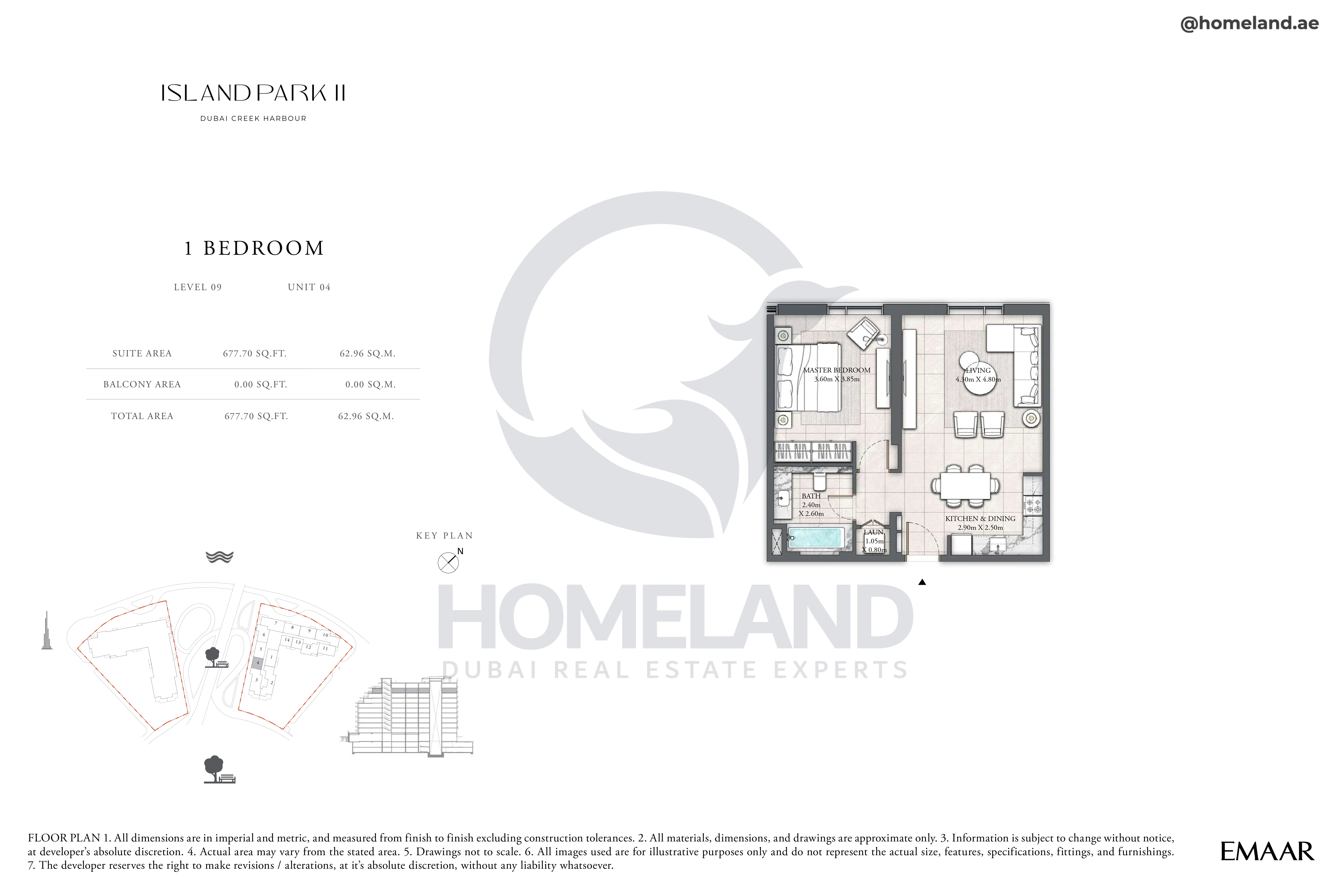 Island Park II, 1BR, Level 09, Unit 04, 677 SQFT