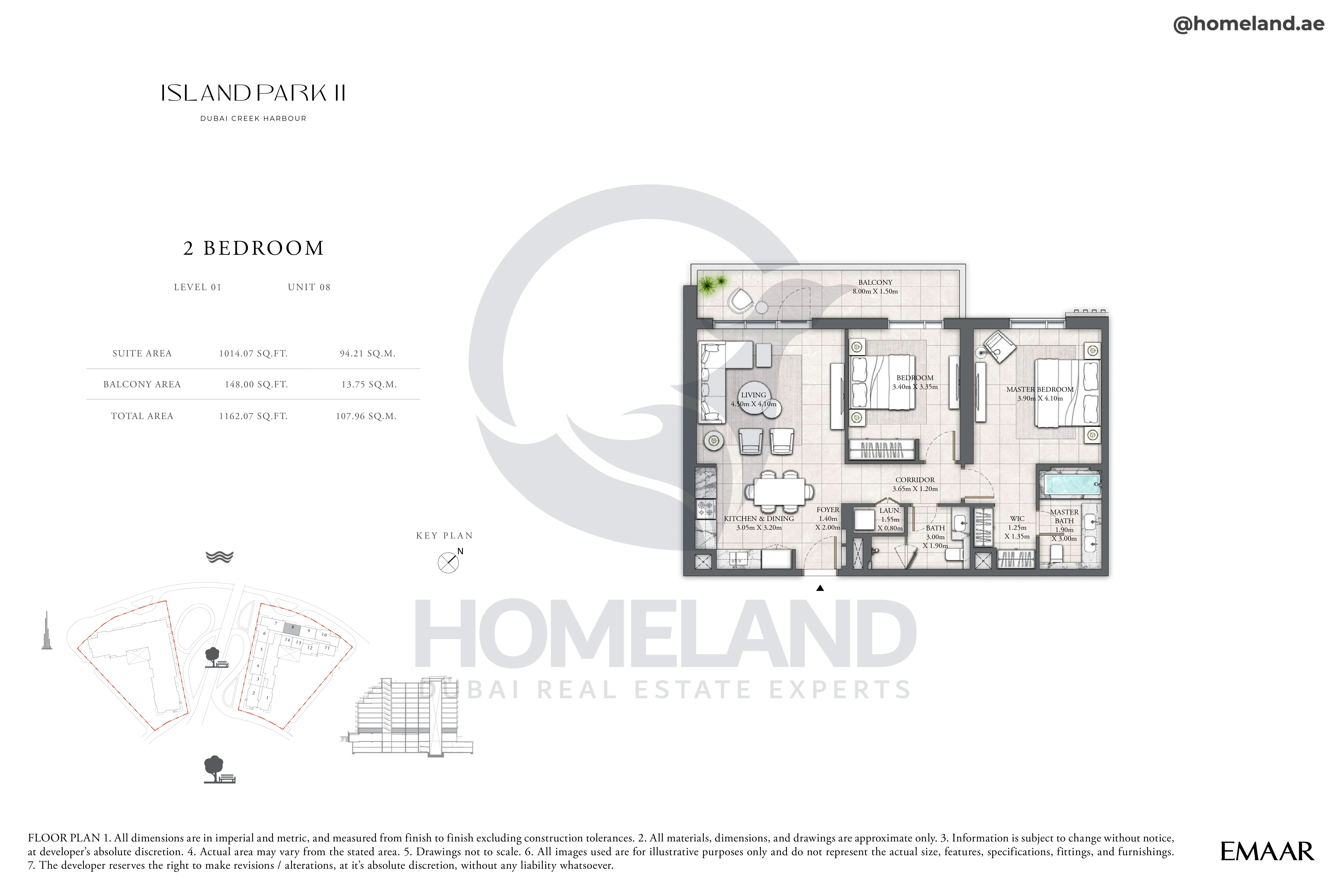 Island Park II, 2BR, Level 01, Unit 08, 1162 SQFT