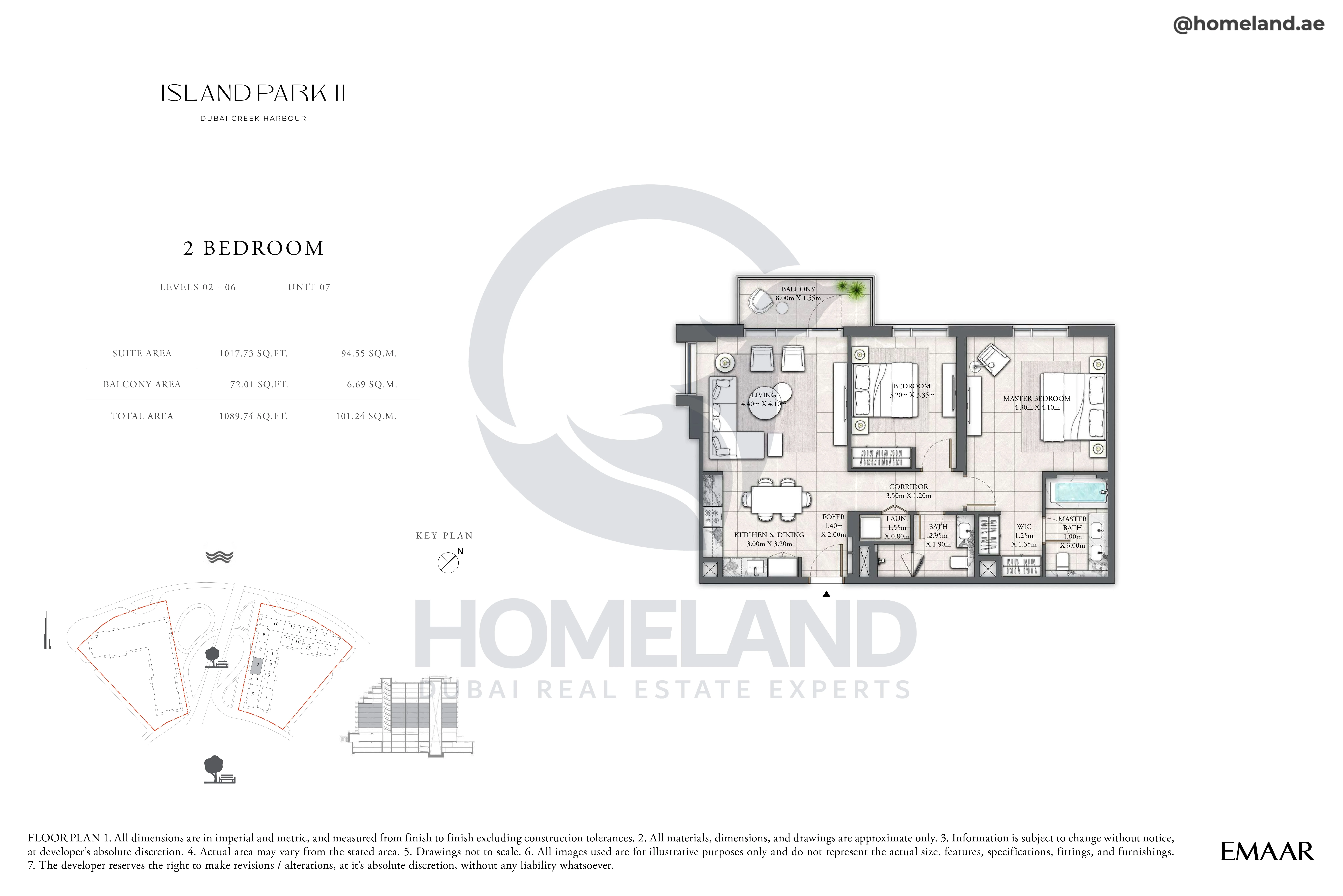 Island Park II, 2BR, Level 02 to 06, Unit 07, 1089 SQFT