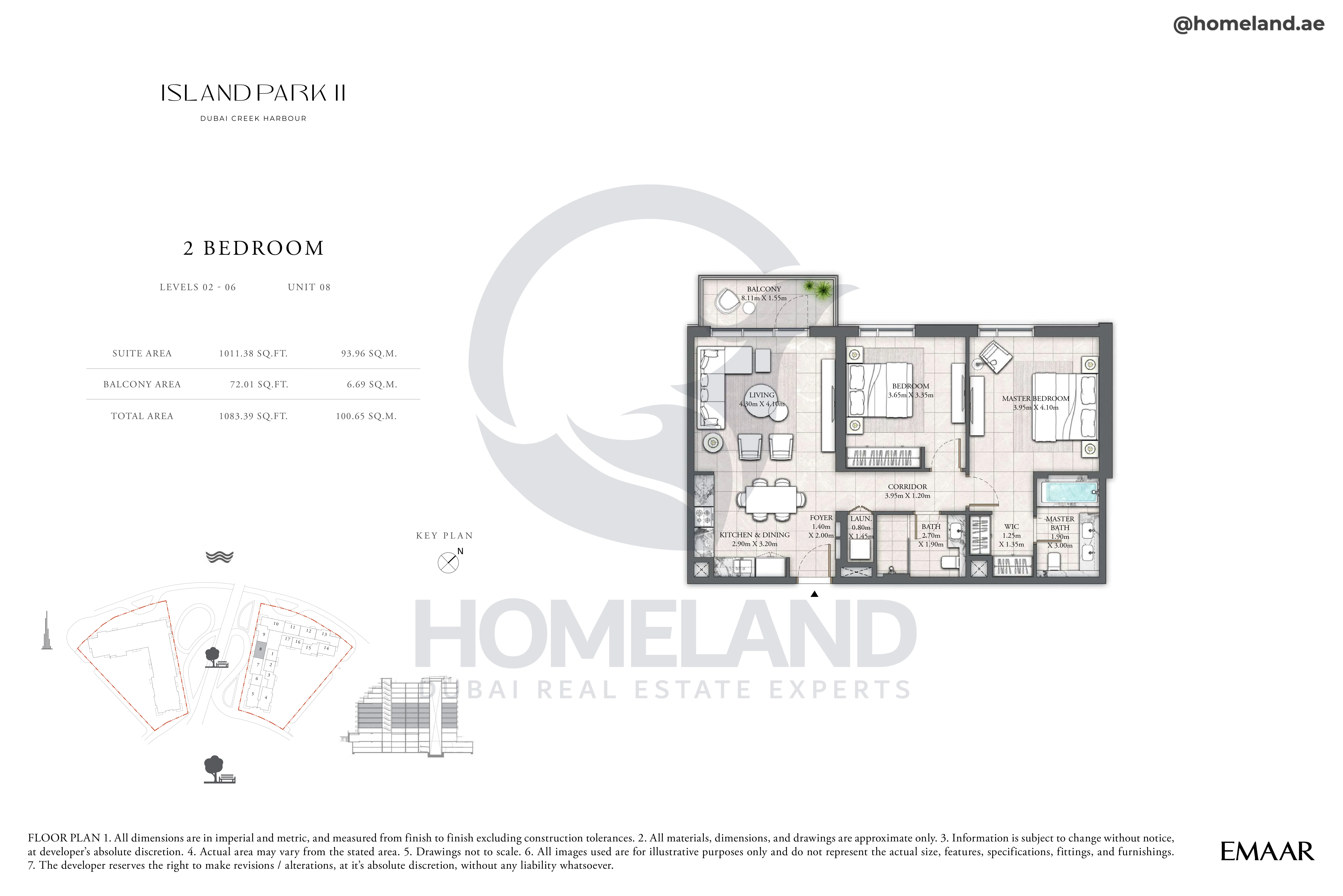 Island Park II, 2BR, Level 02 to 06, Unit 08, 1083 SQFT