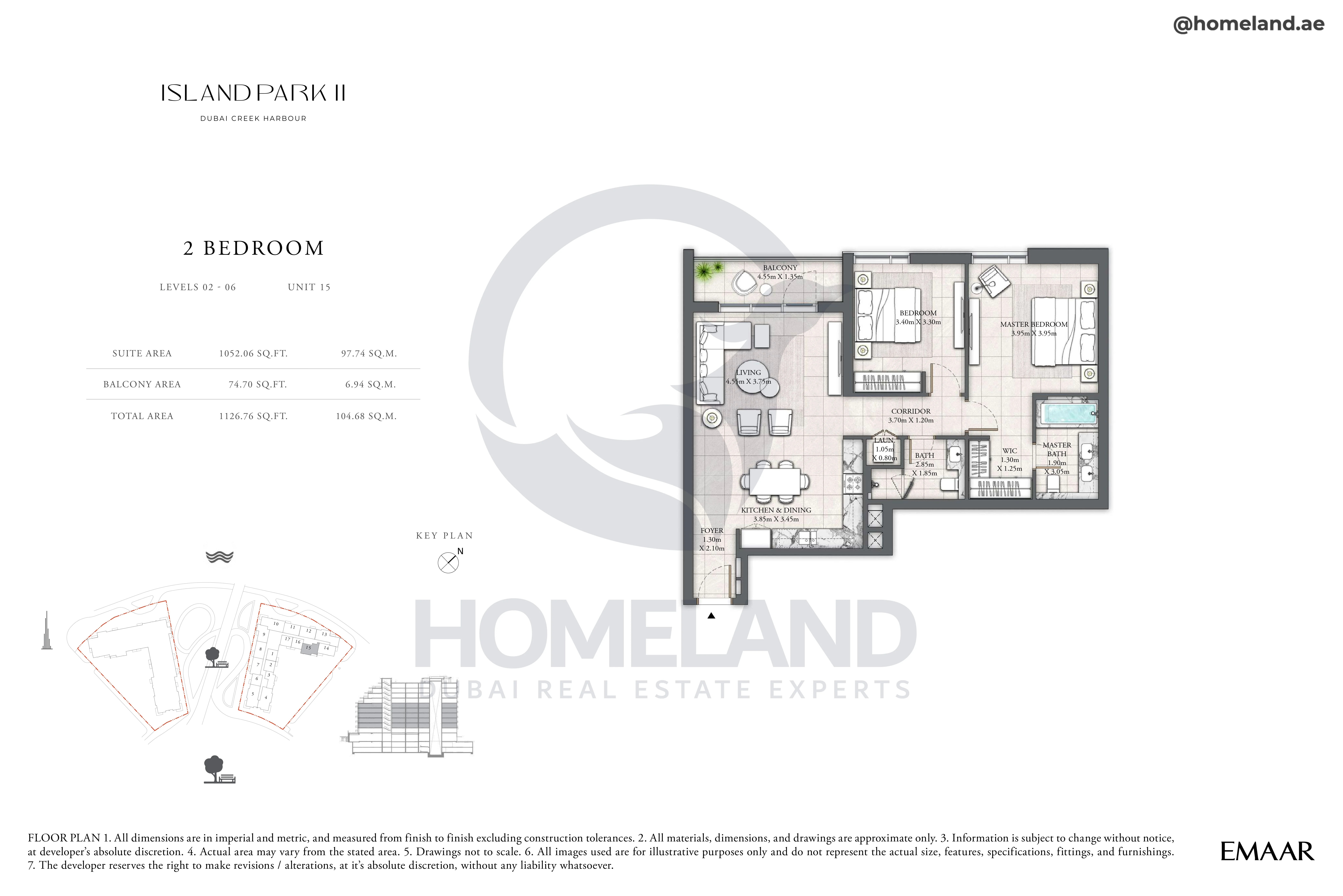Island Park II, 2BR, Level 02 to 06, Unit 15, 1126 SQFT