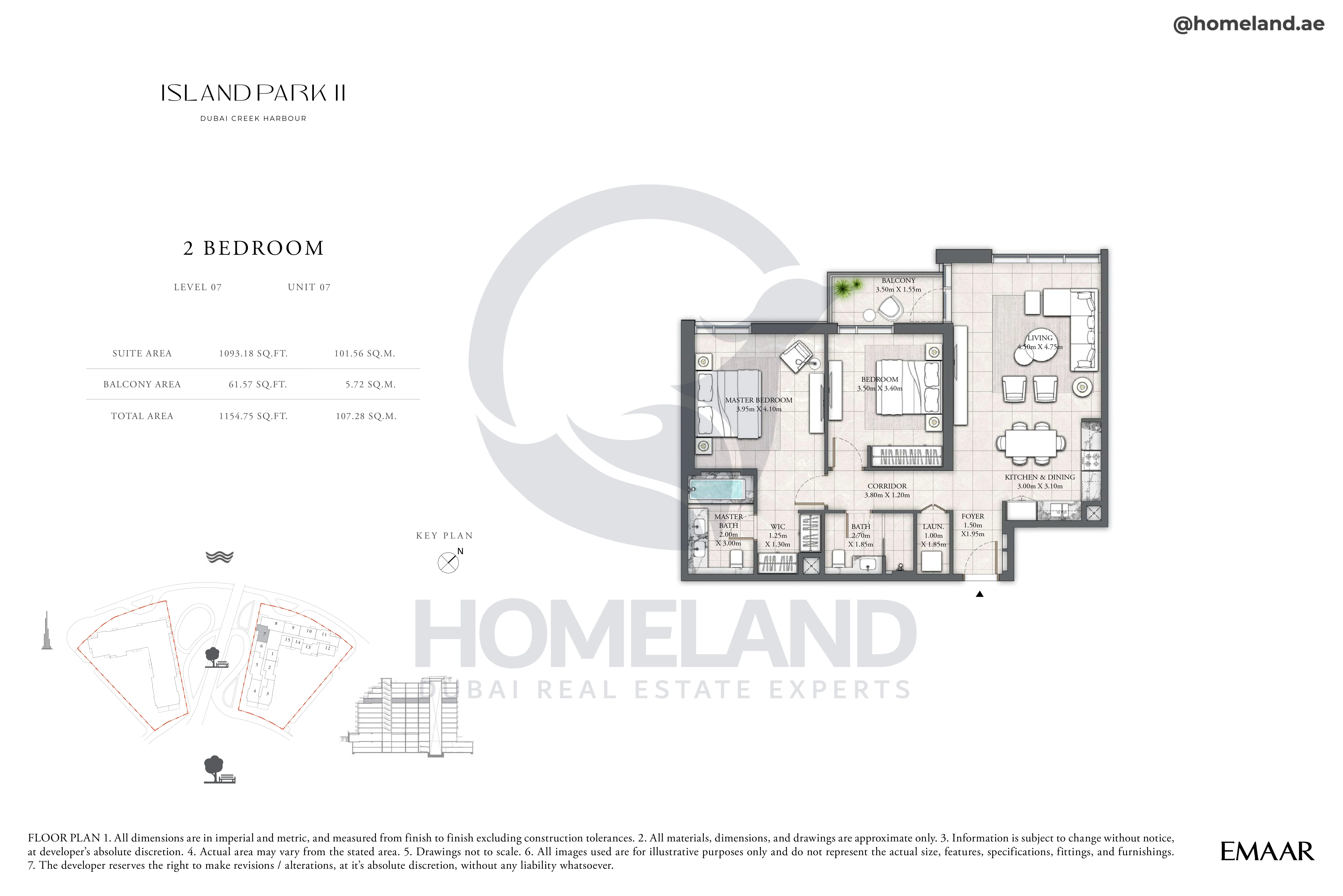 Island Park II, 2BR, Level 07, Unit 07, 1154 SQFT