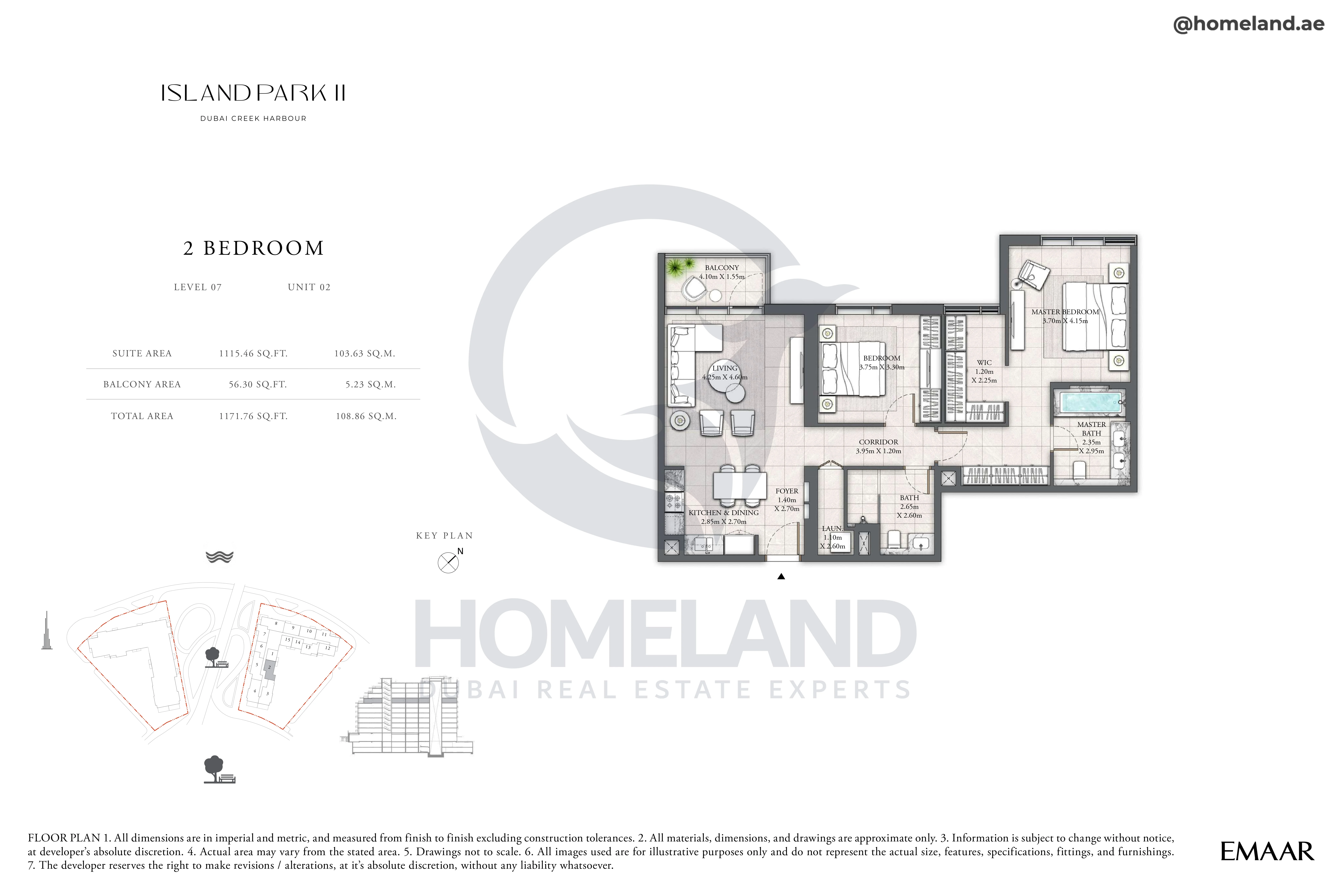 Island Park II, 2BR, Level 07, Unit 02, 1171 SQFT