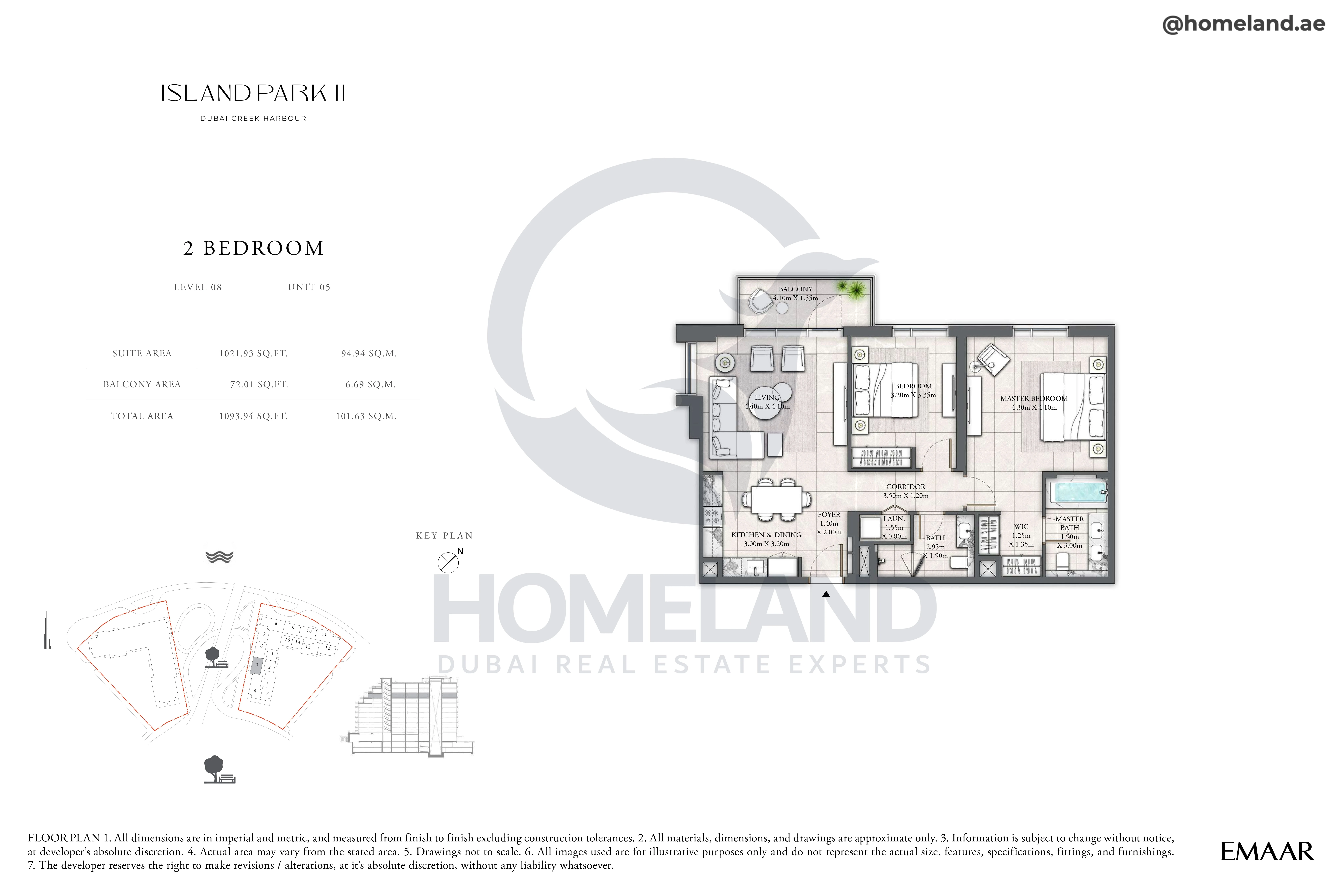 Island Park II, 2BR, Level 08, Unit 05, 1093 SQFT