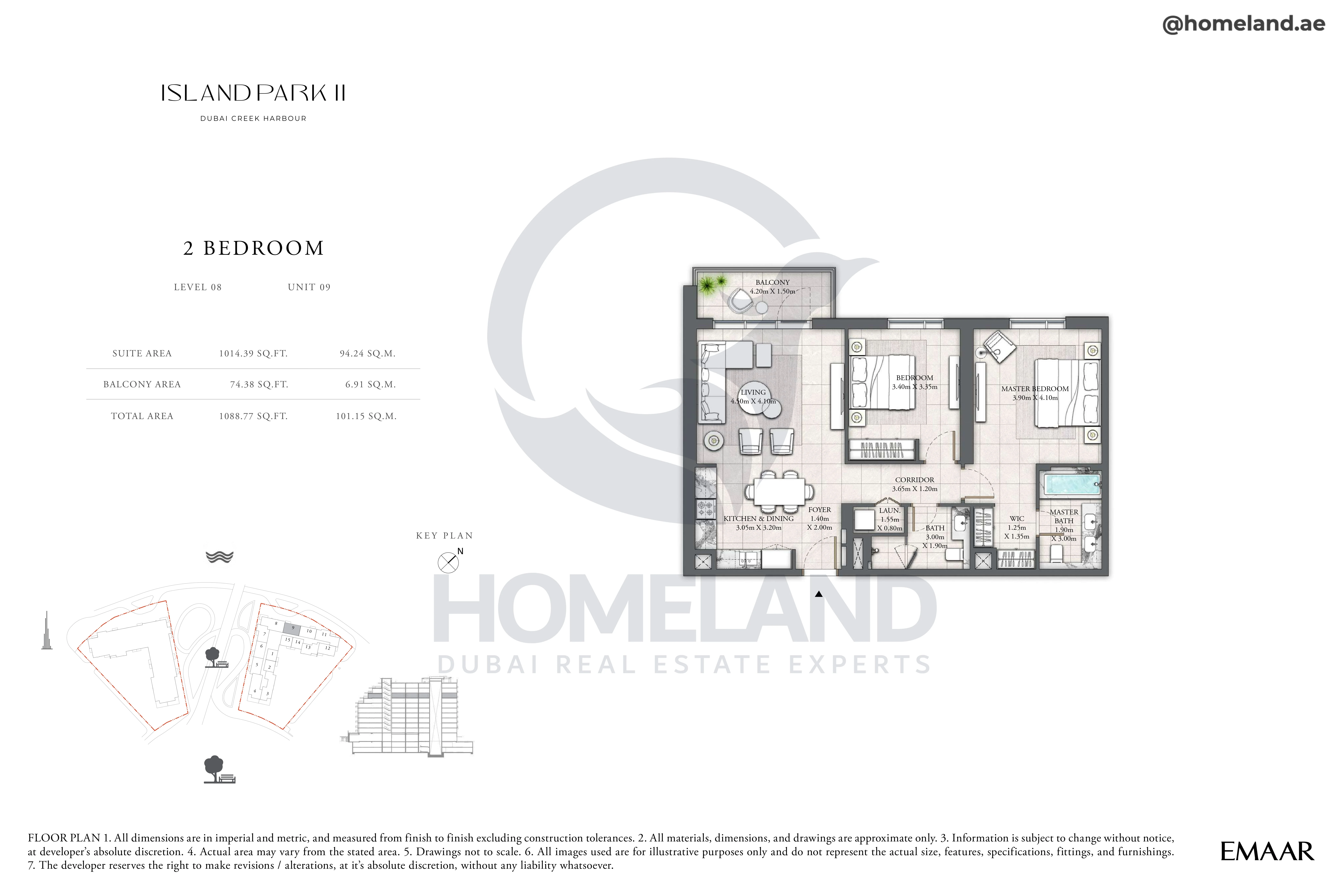 Island Park II, 2BR, Level 08, Unit 09, 1088 SQFT