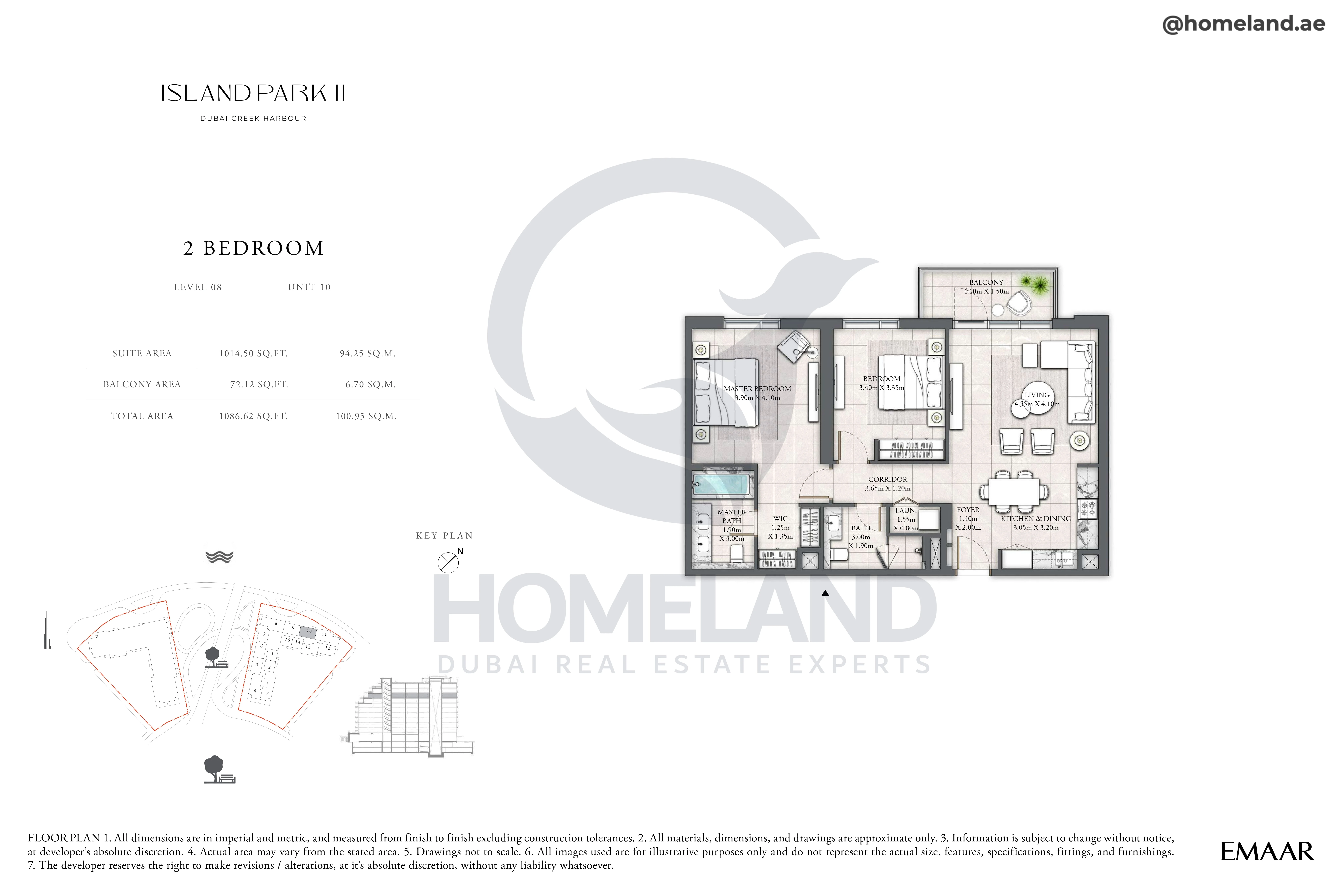 Island Park II, 2BR, Level 08, Unit 10, 1086 SQFT