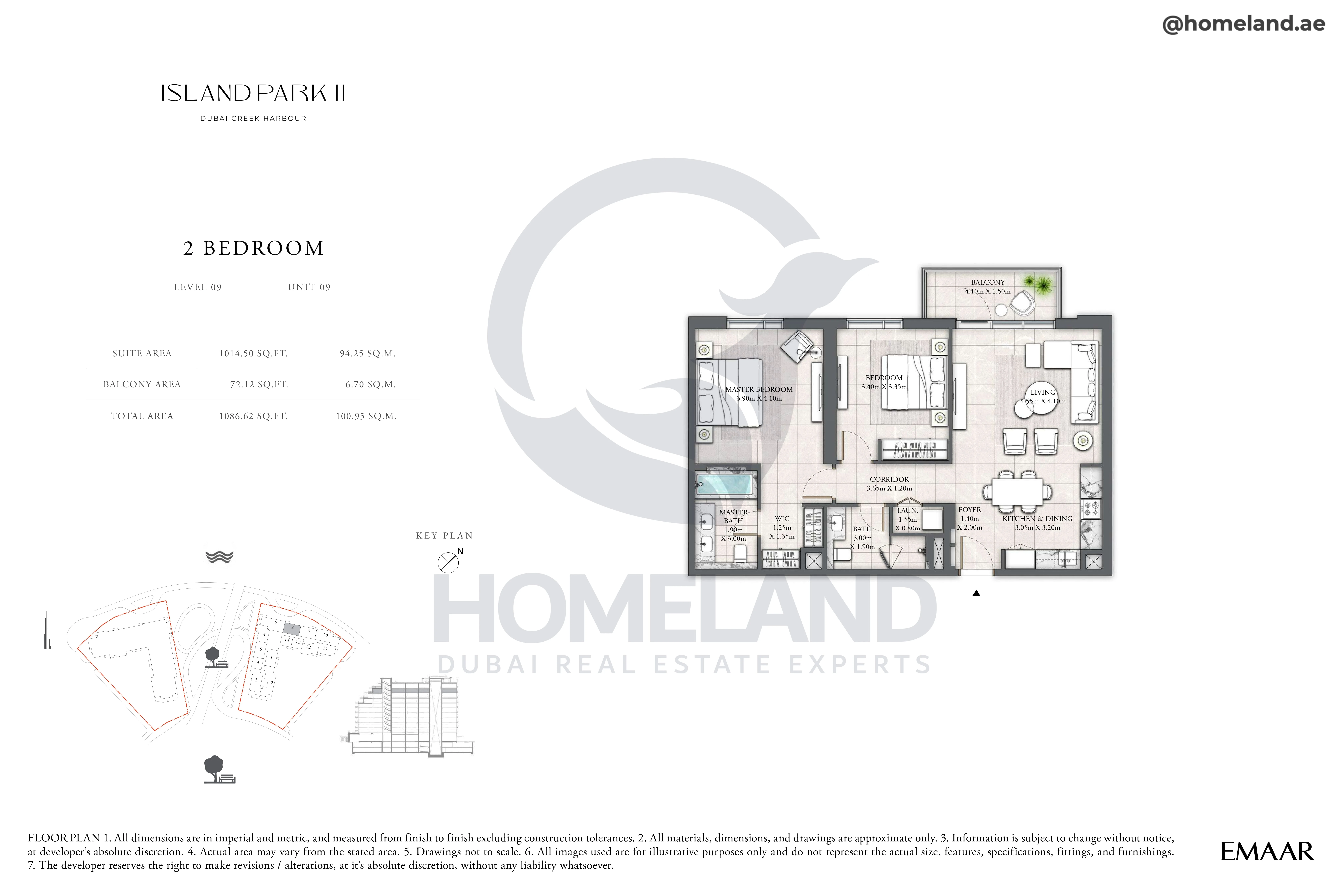 Island Park II, 2BR, Level 09, Unit 09, 1086 SQFT