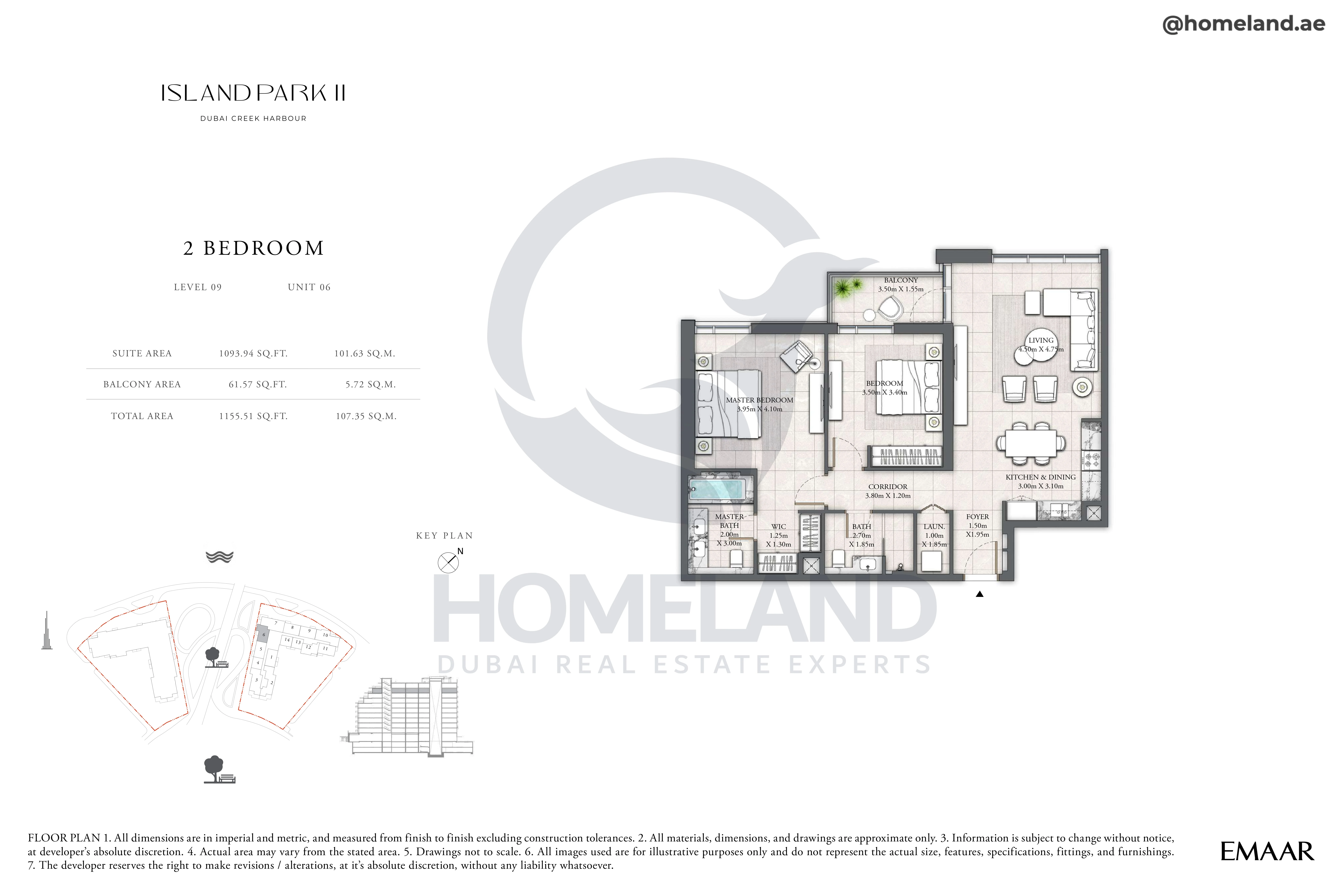 Island Park II, 2BR, Level 09, Unit 06, 1155 SQFT