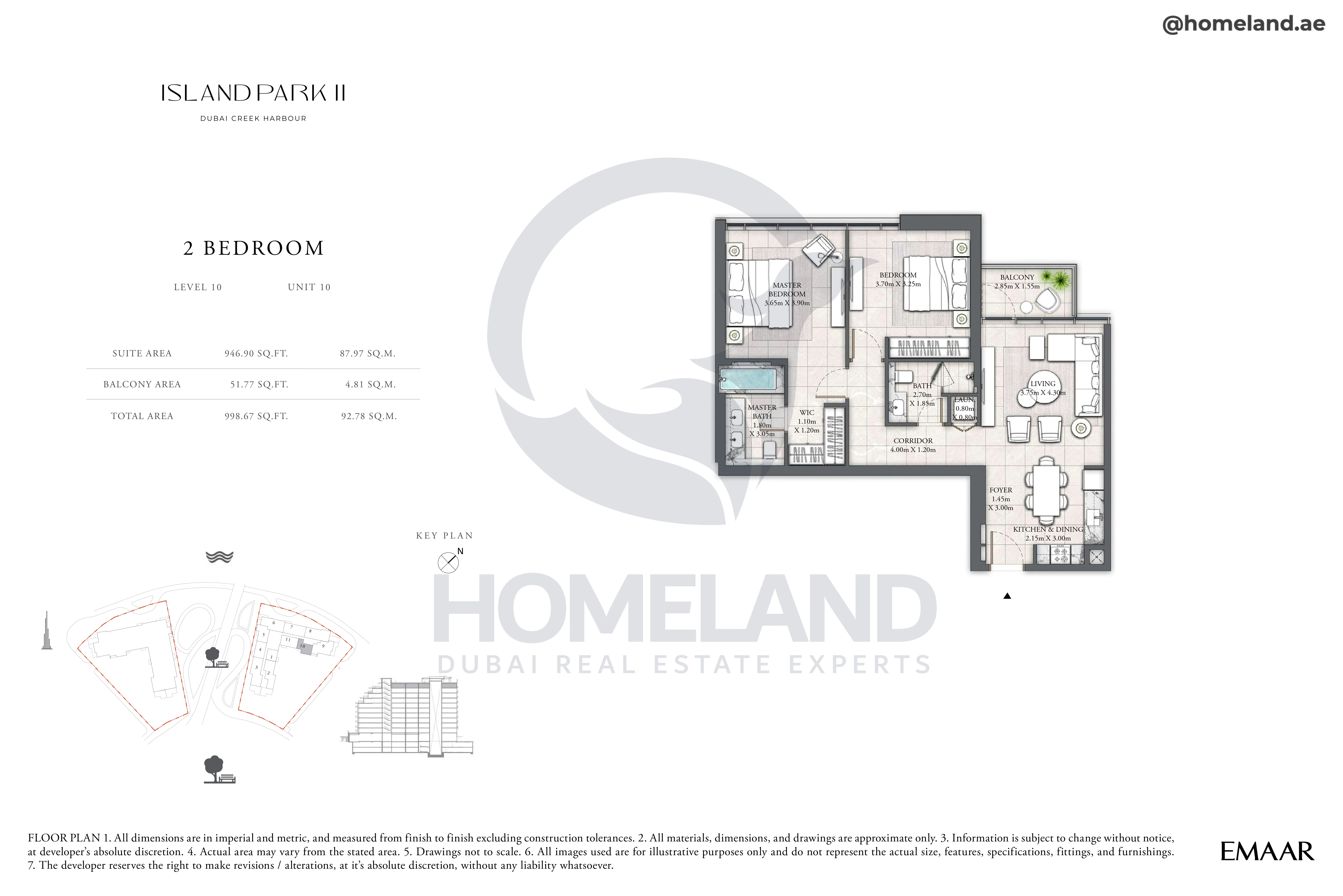Island Park II, 2BR, Level 10, Unit 10, 998 SQFT