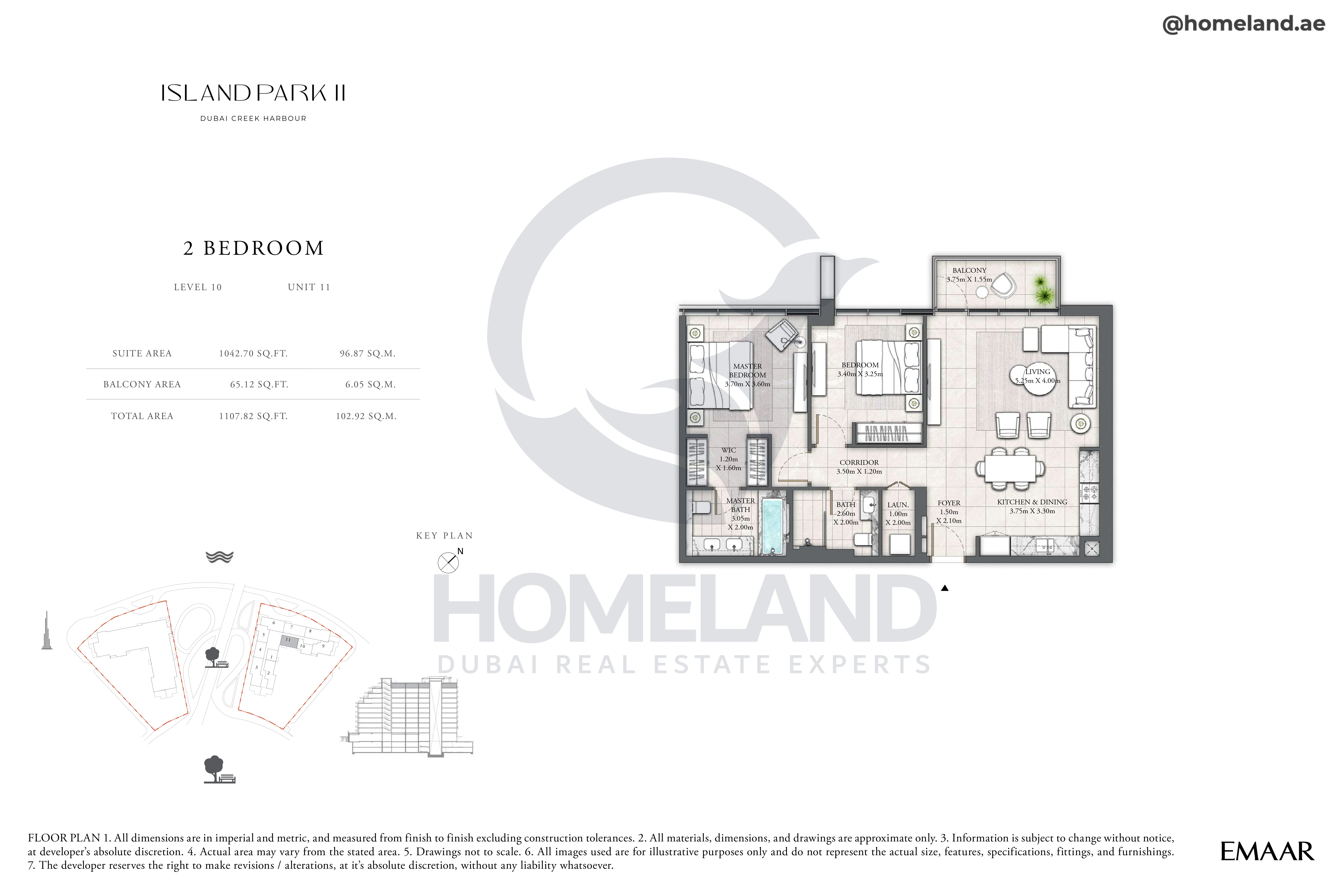 Island Park II, 2BR, Level 10, Unit 11, 1107 SQFT