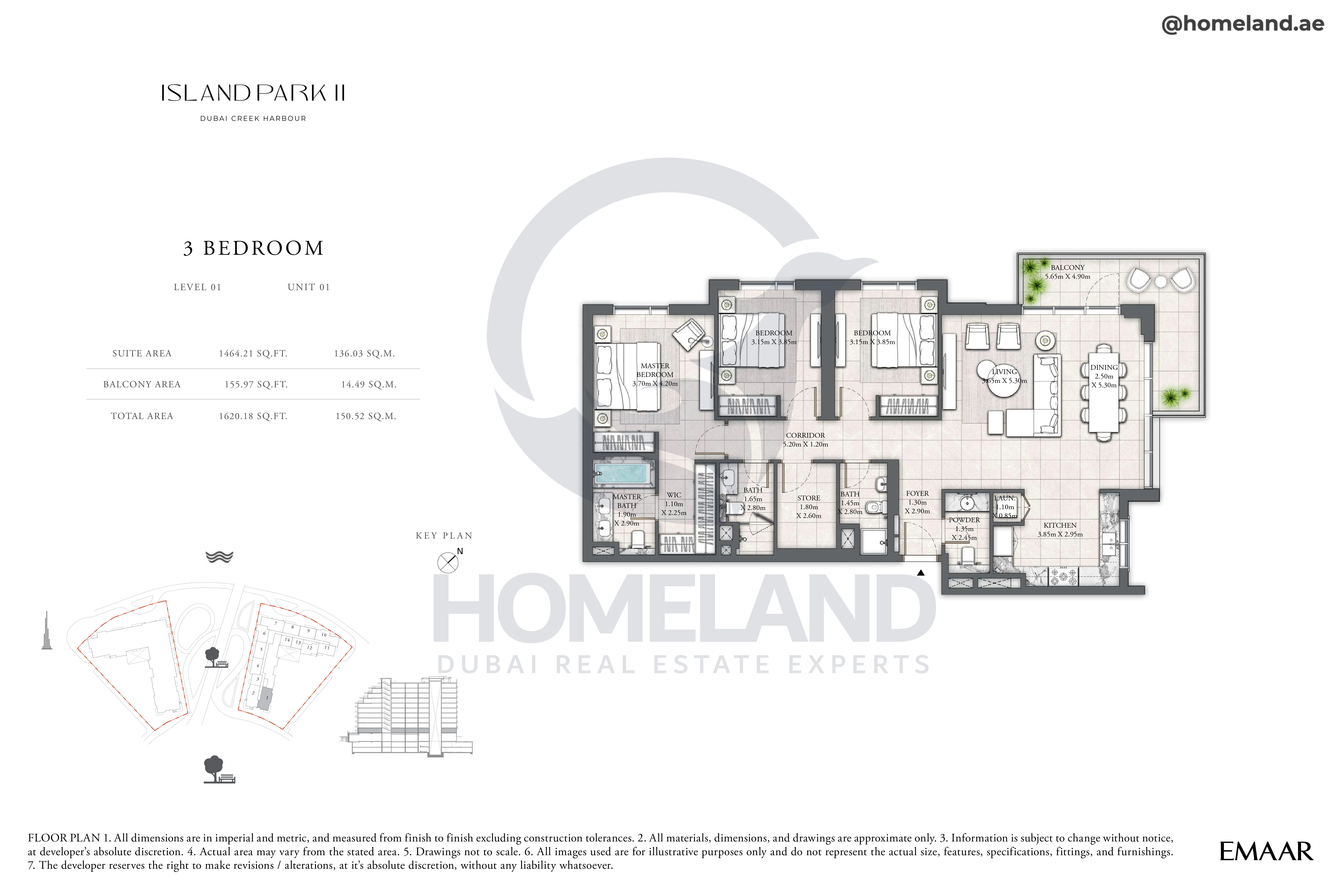 Island Park II, 3BR, Level 01, Unit 01, 1620 SQFT