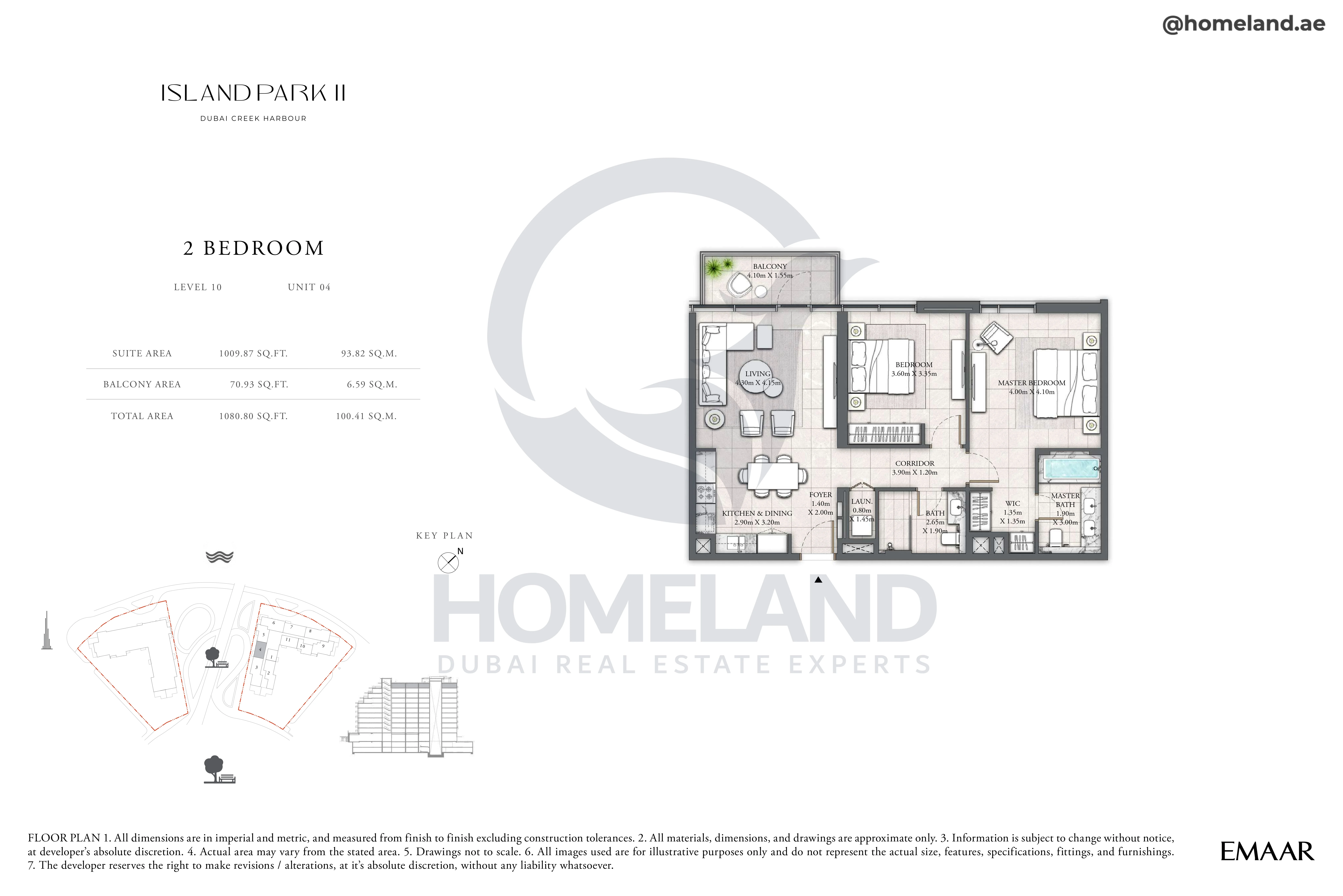 Island Park II, 2BR, Level 10, Unit 04, 1080 SQFT