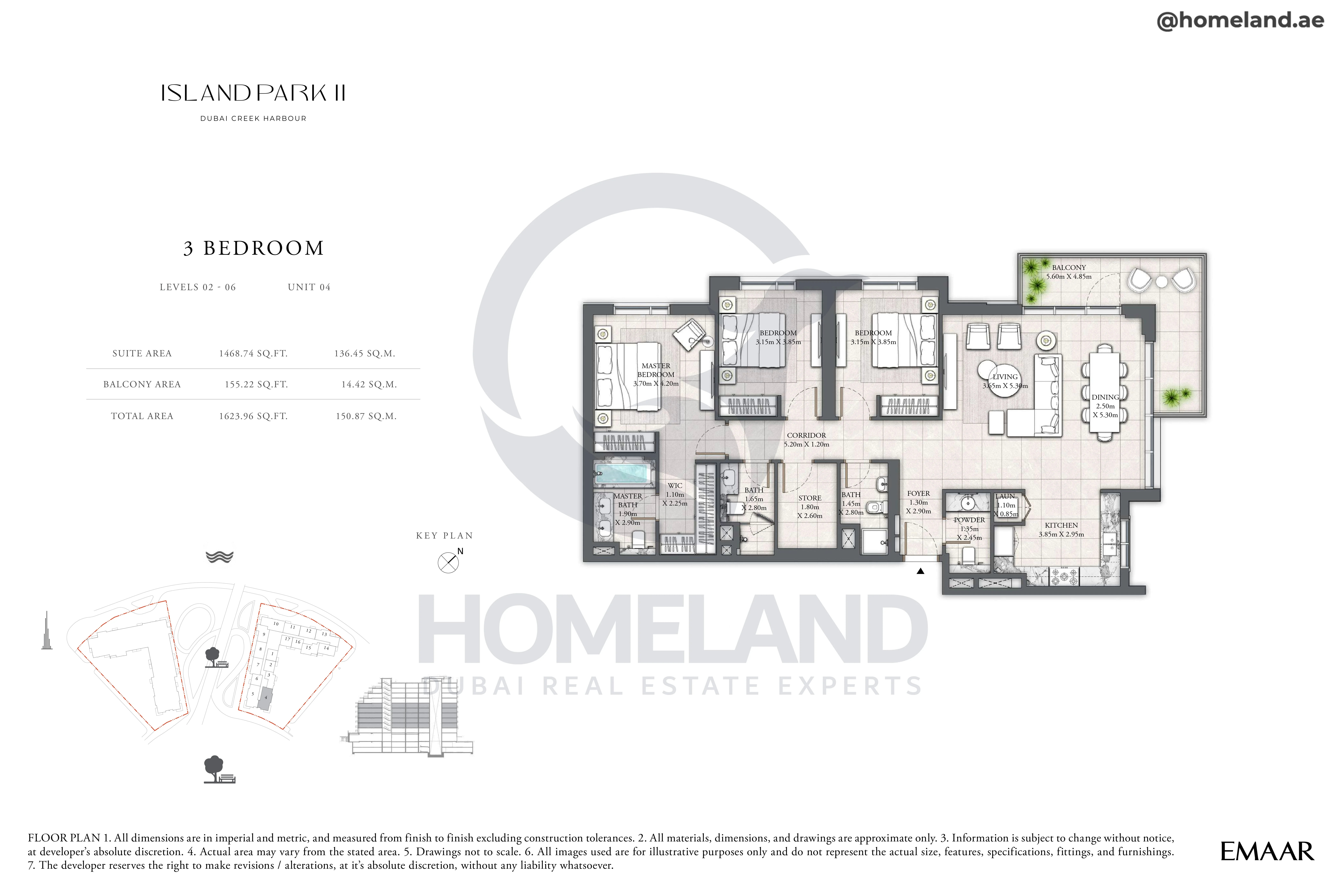Island Park II, 3BR, Level 02 to 06, Unit 04, 1623 SQFT